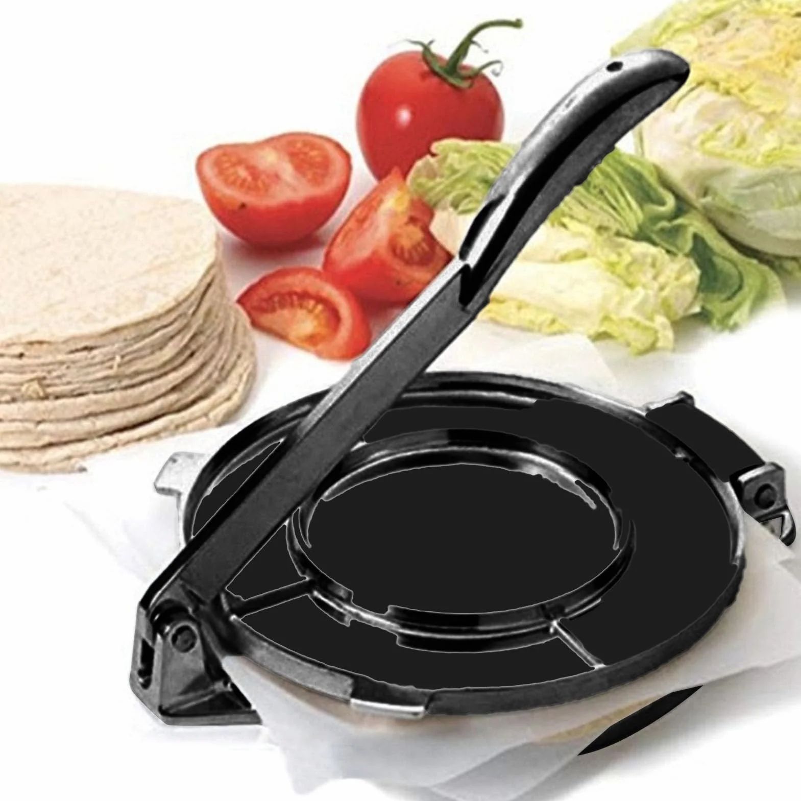 Prensa de Tortillas, Máquina para Hacer Tortillas, Máquina para Hacer Pataconeras, Prensa para Rotis, Prensa para Quesadillas, Máquina para Hacer Quesadillas Manual de Aleación
