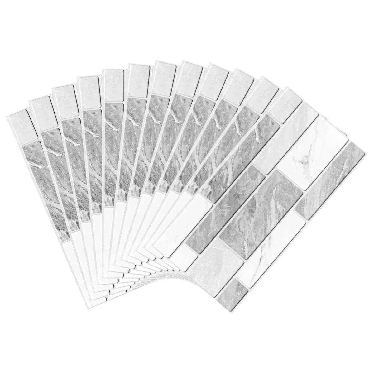 Decoroom Azulejos Autoadhesivos Gris & Blanco 15x30cm/24Pcs Baldosas Pegatinas Adhesivas Ladrillos Vinilo PVC Impermeable Decorativa Cocina Baños Baldosas Adhesivas Pared