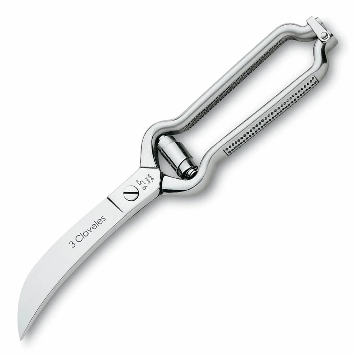 3Claveles 434 - Tijera trincha aves de 9.5 pulgadas, inox, con cierre de seguridad