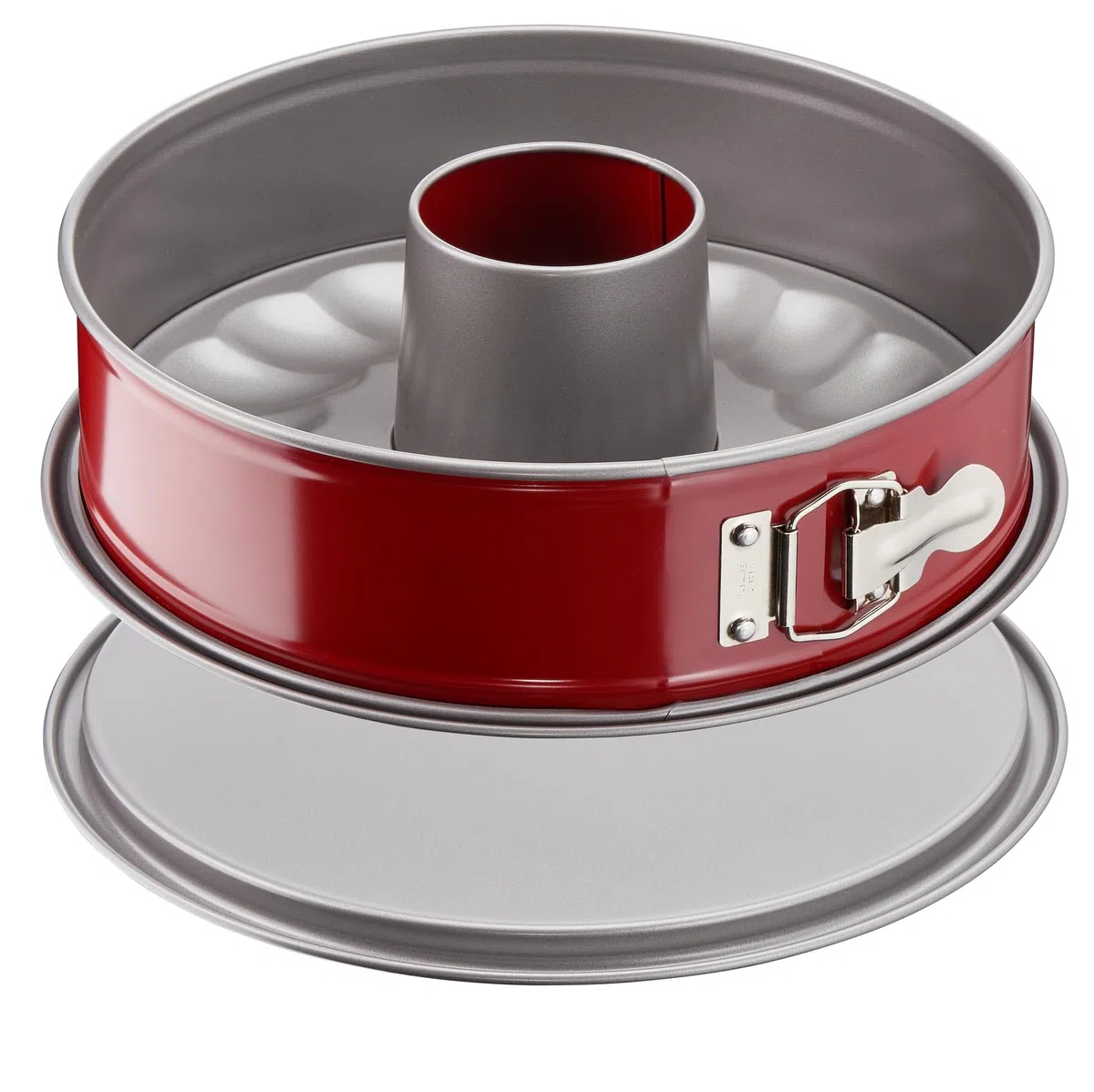 TEFAL Moule a savarin Delibake en acier - O 25 cm - Rouge et gris - Avec charniere