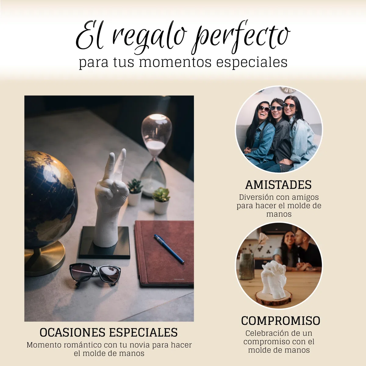 BWAY Moldes Manos Kit - Alginato para Moldes - Escultura Manos Pareja - Fácil de Usar y Excelente Nivel de Detalle - Instrucciones multilingües
