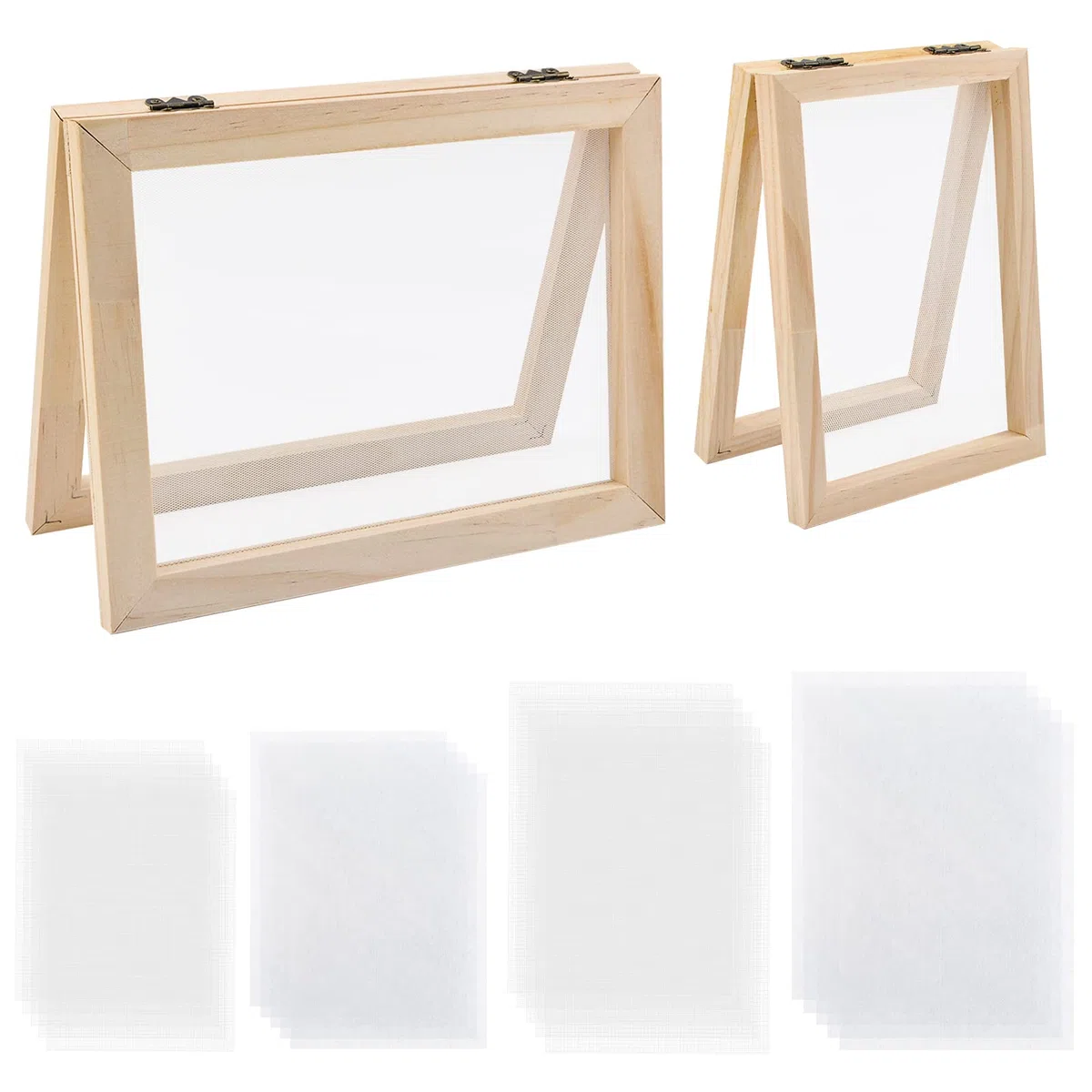 WANDIC Kit de Pantalla para Hacer Papel, el Juego de fabricación de Papel Incluye Marco de Molde de Madera, paño de fabricación de Papel, Mallas para Manualidades de Papel