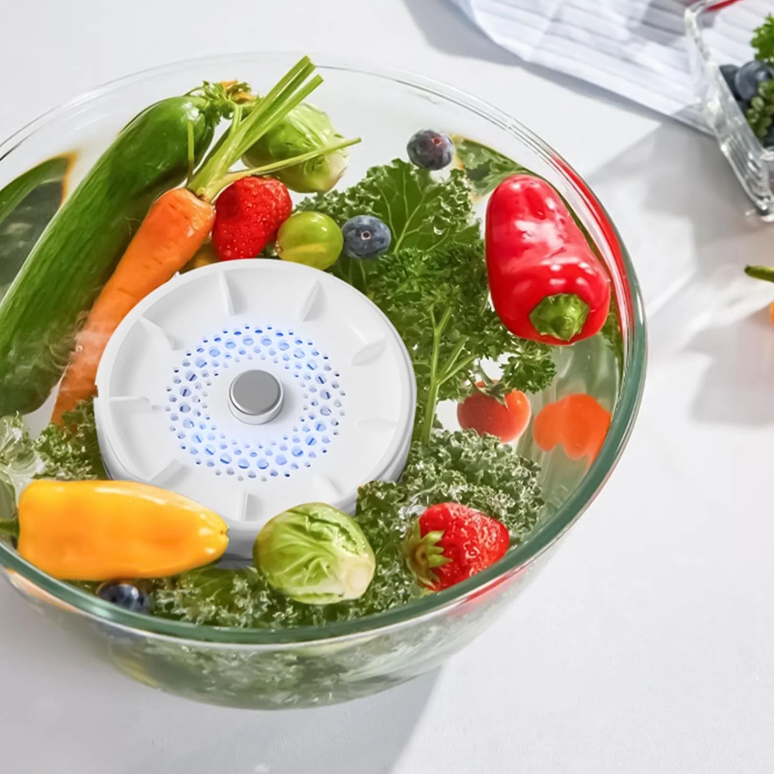 De Frutas - Limpiador de Lavado Automático | Máquina Purificadora de Frutas y Hortalizas,Para Productos Agrícolas Vajilla Mariscos Ollas Utensilios Bol Cocina Camping Barbacoa