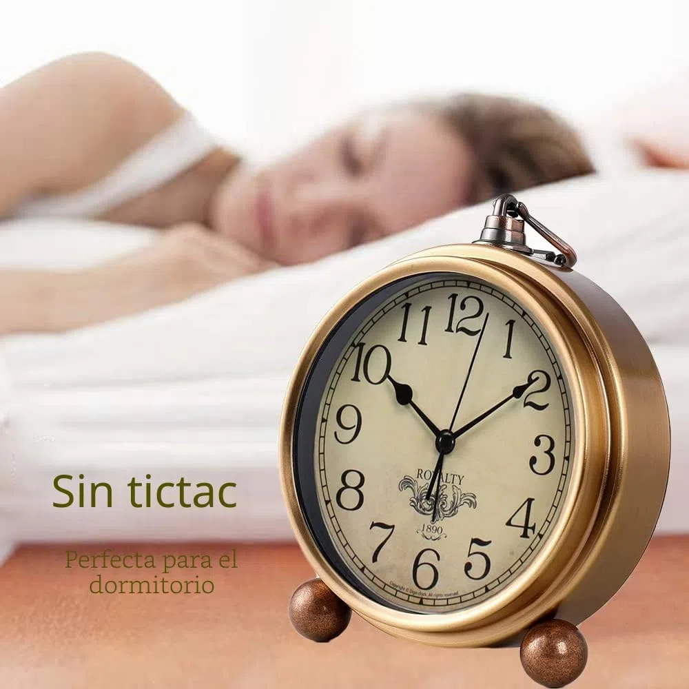 Attoe - Reloj de mesa (5.2 pulgadas, clásico, retro, estilo europeo, vintage, silencioso, para escritorio, despertador, no tic-tac, mecanismo de cuarzo, funciona con pilas, fácil de leer), Araber