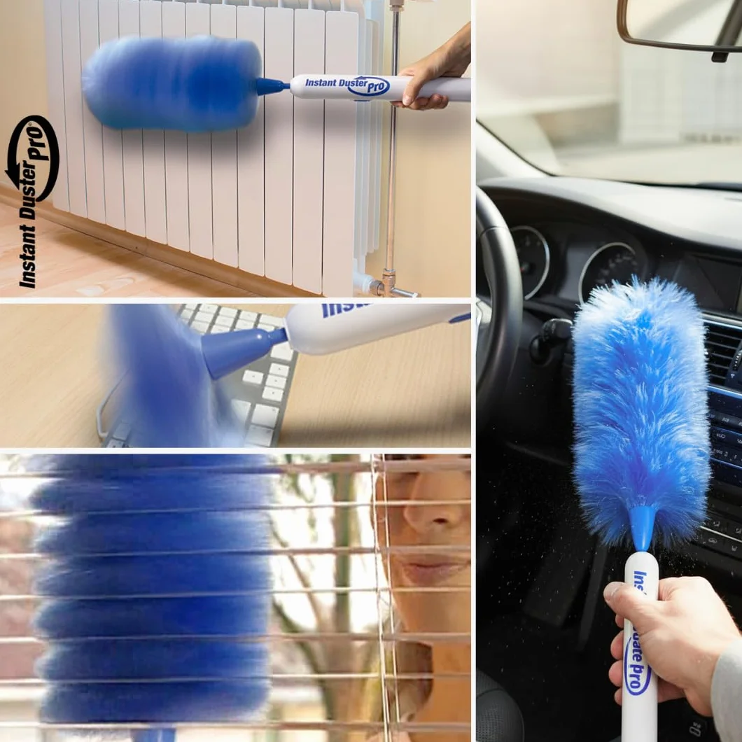 Instant Duster Pro Plumero eléctrico inalámbrico Original, Sistema Antiestático, Fibras electromagnéticas