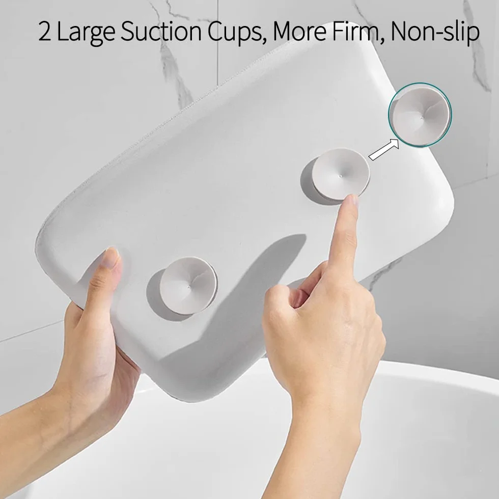 Lonkenn Almohada Bañera, Almohadas de Baño con Ventosas, Almohada Bañera Ergonómica, Waterproof Bath Headrest Bathtub para Todas Las Bañeras, SPA en Casa Bañera de Hidromasaje-Blanco