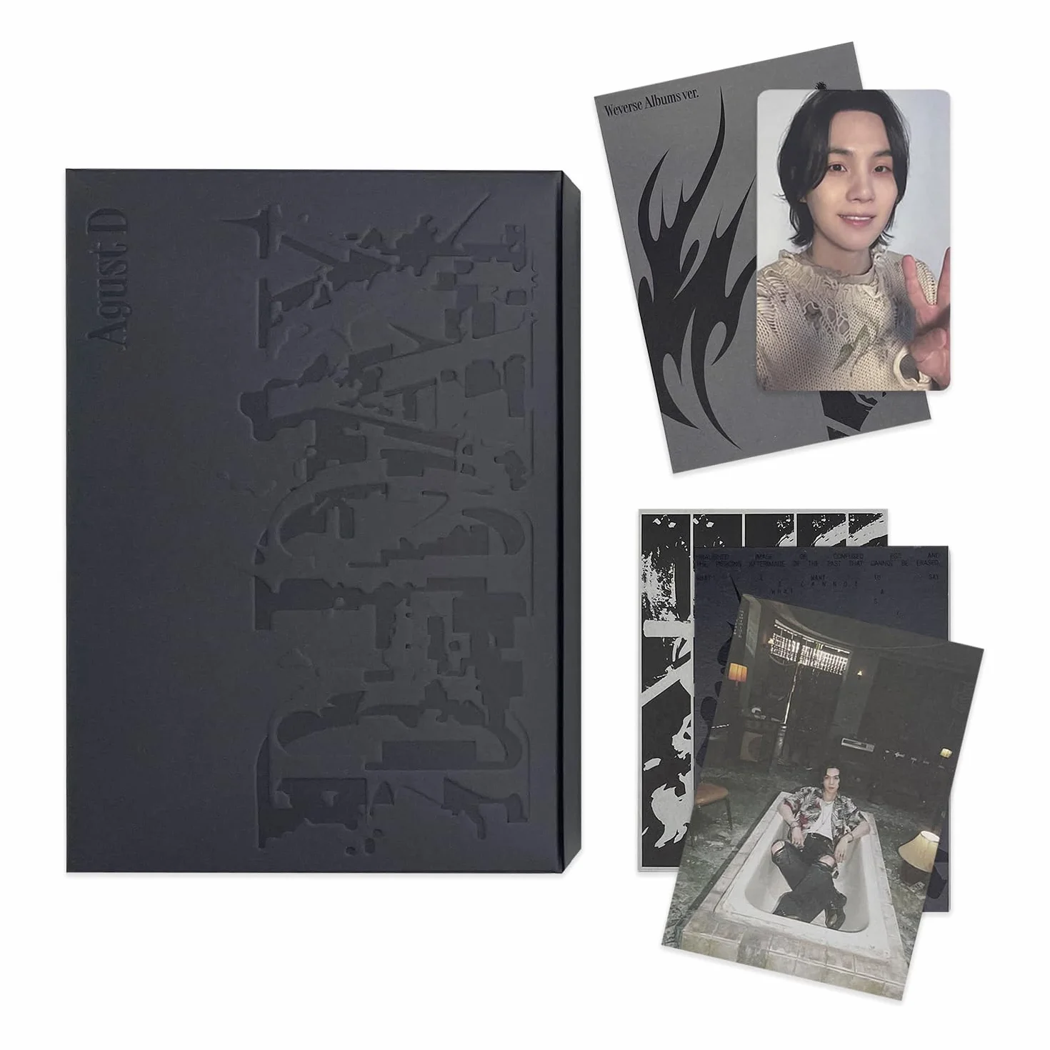 Agust D (SUGA) - D-DAY Weverse Albums Ver. Outer Box Photo Book Lyric Poster Post Card QR Card Photo Card 2 Extra Photocard