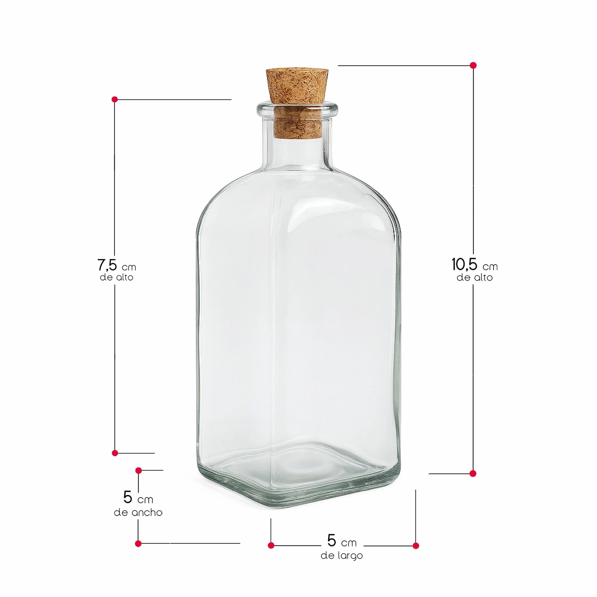 Botella de Cristal Frasca Pack 24 Frascos de Vidrio con Tapon de Corcho Transparente 125 ml