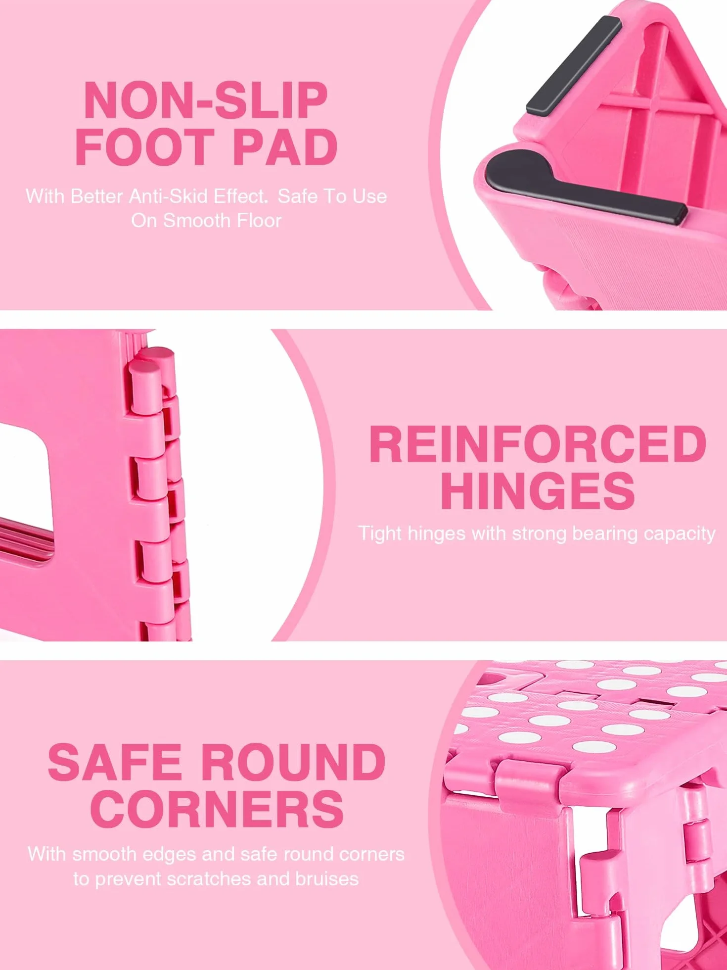EasySpeed Taburete Plegable Cocina Baño Escalera Pequeña 150kg 29x22x32cm Rose