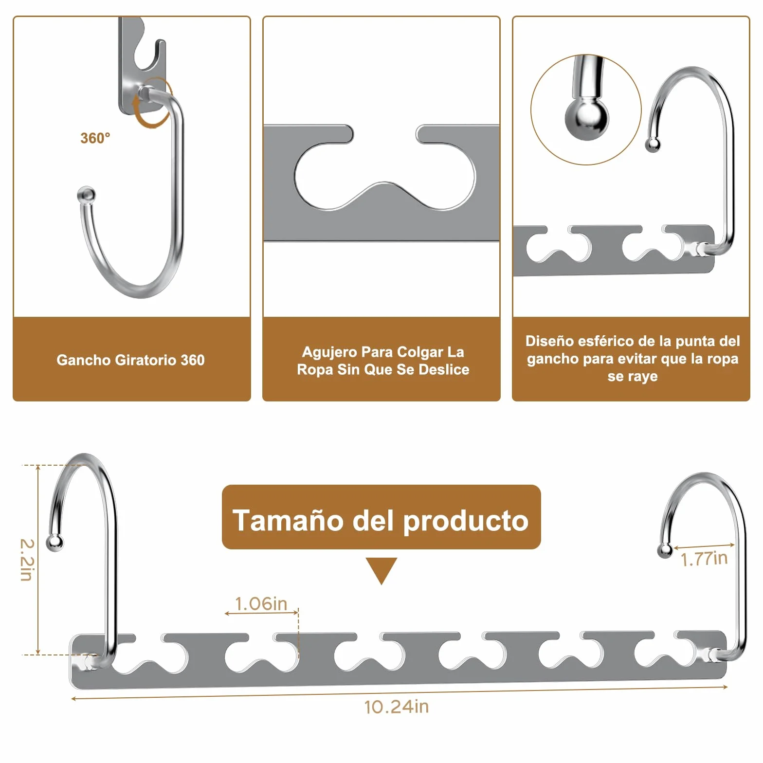 Magic - Perchas de metal resistentes para ahorrar espacio, organizador de armario, ahorro de espacio, paquete de 8 perchas en cascada