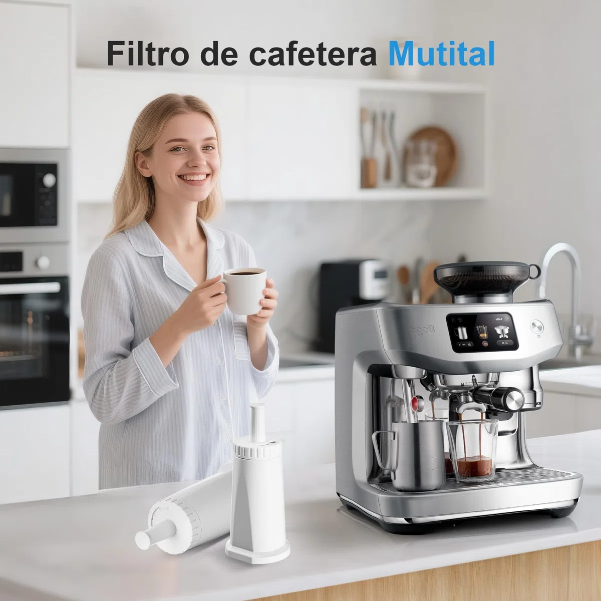 Mutital filtros de repuesto para máquinas de café Sage totalmente automáticas, 6 piezas de repuesto para filtro de agua Sage Barista Express Pro, filtro de agua para SES810/SES880/SES920 (6 Unidades)