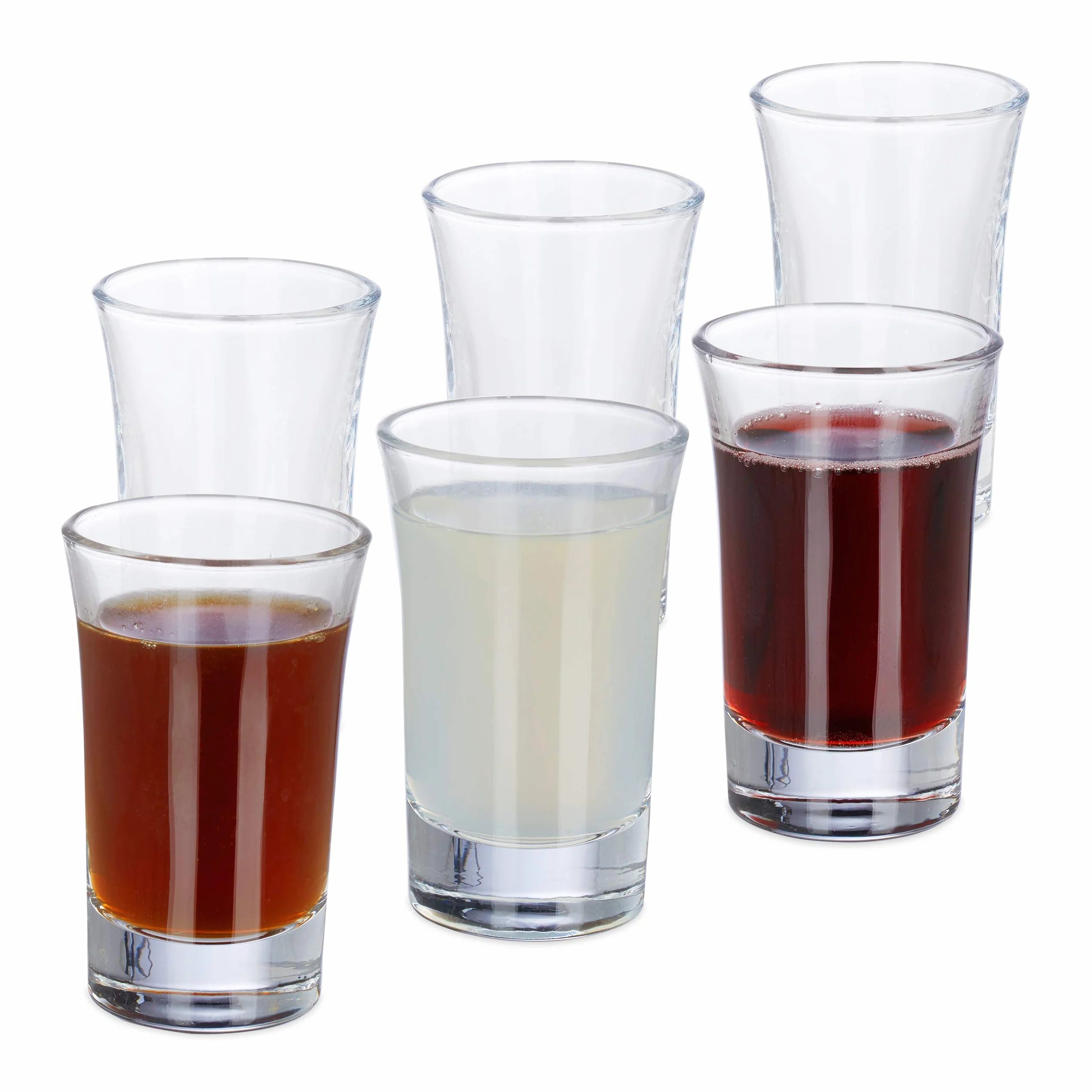 Relaxdays Set de seis vasos para chupitos, Juego de vasos para tequila, 4 cl, Apto para lavavajillas, Transparente