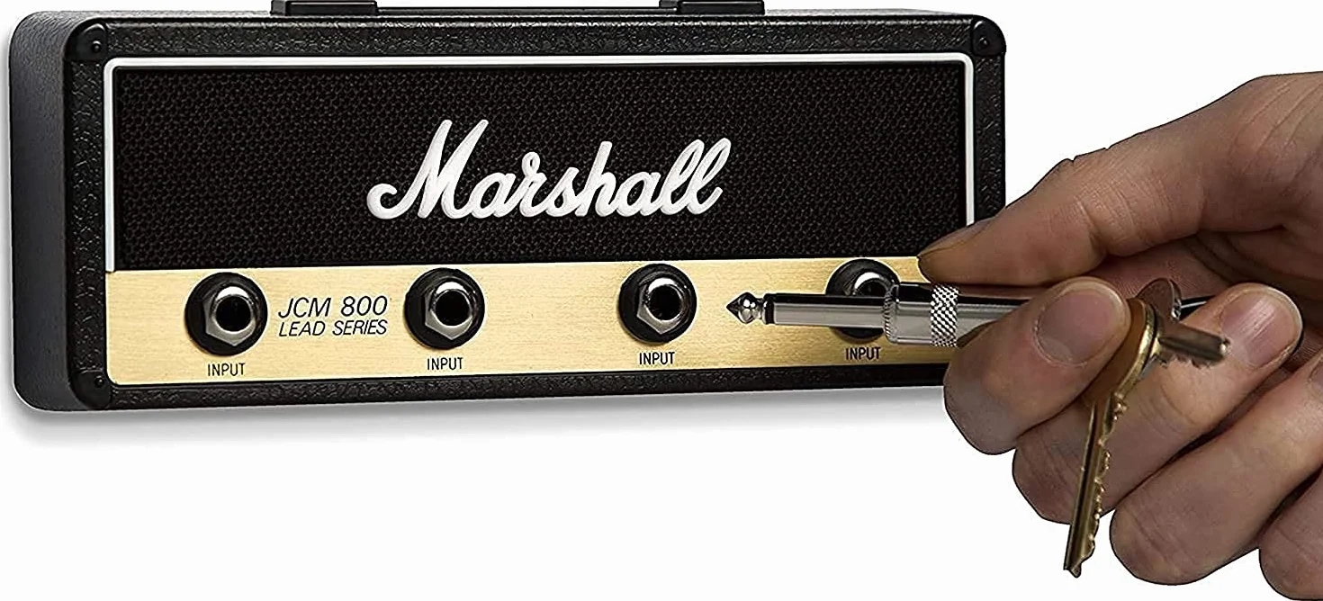 Marshall - Llavero de pared para llave (2.0, JCM800, con 4 llaveros, llavero, soporte para llave, montaje en casa, color negro