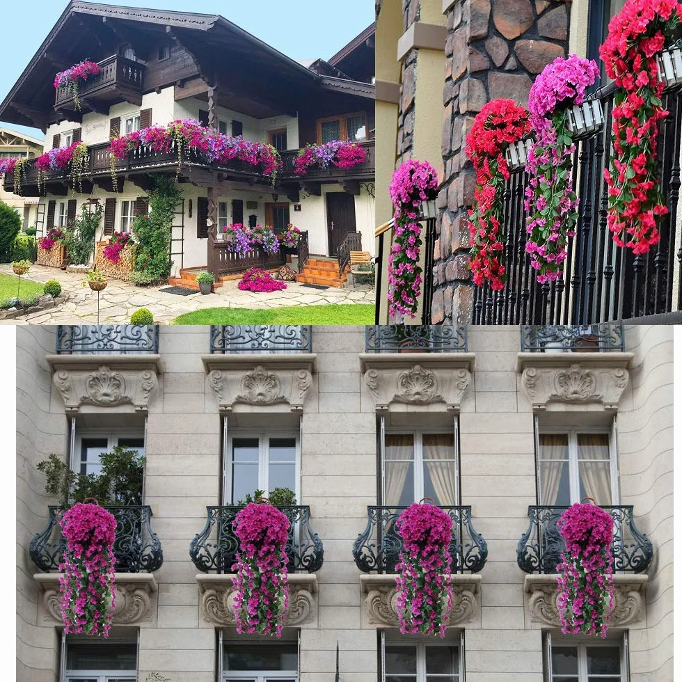 Guirnalda de Flores Artificiales Wisteria, Plantas de Flores Falsas Guirnalda Colgante Vid de Glicina Artificial para Decoración Jardín Boda Balcón Exterior Interior - 2 X 90cm