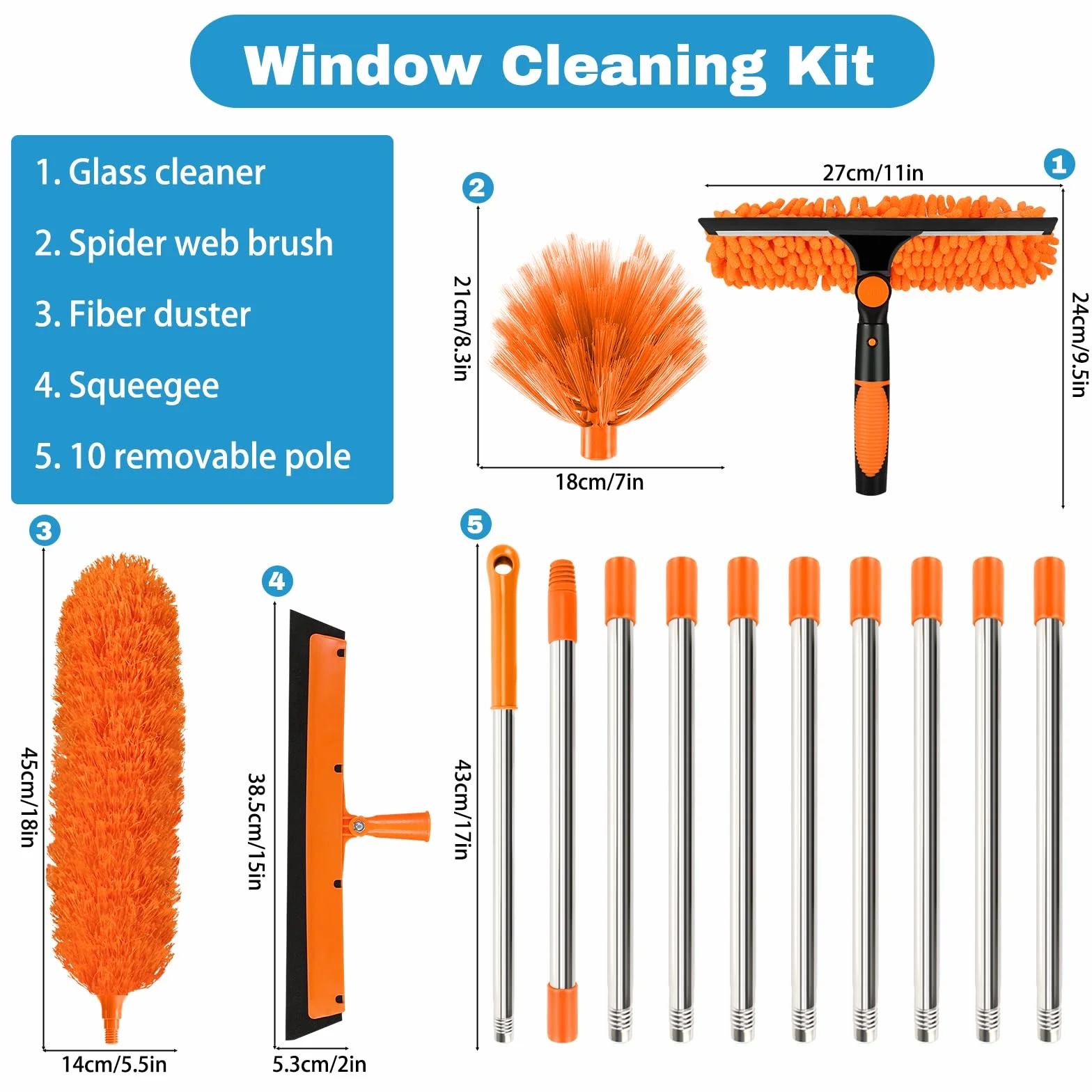 Plumero Atrapapolvo Microfibra Lavable Reutilizable Mango Empalme 5 Piezas