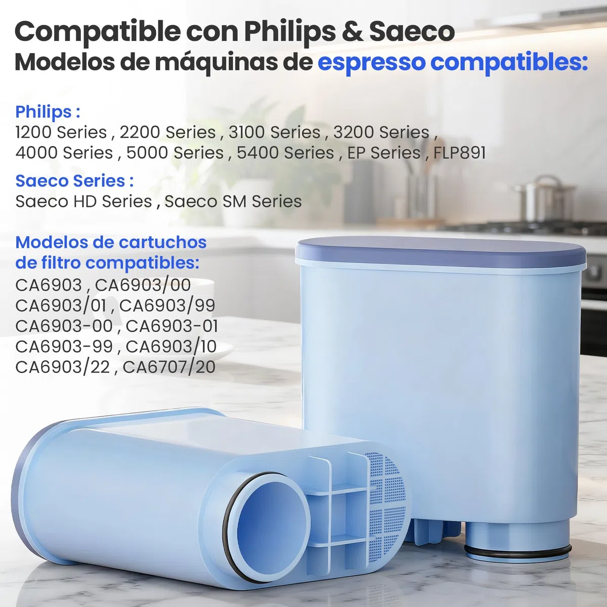 Filtro de agua para Philips AquaClean CA6903/10 CA6903/22-6 cartuchos de filtro compatibles con cafeteras automáticas Saeco Philips LatteGo, sin BPA, sin cal, mejora el sabor (6)