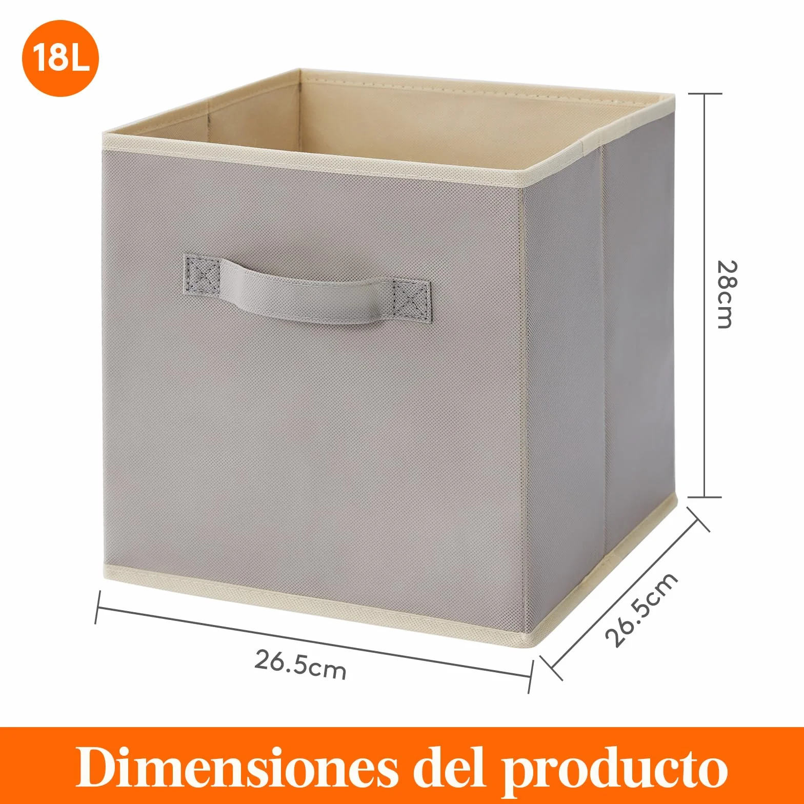 Lifewit Juego de 8 Cubos de almacenamiento plegables, Cestas de Almacenamiento de Tela, Cajas de Almacenamiento con asas, Organizadores para ropa, Juguetes, 26,5 x 26,5 x 28 cm, 18 L, Gris Claro