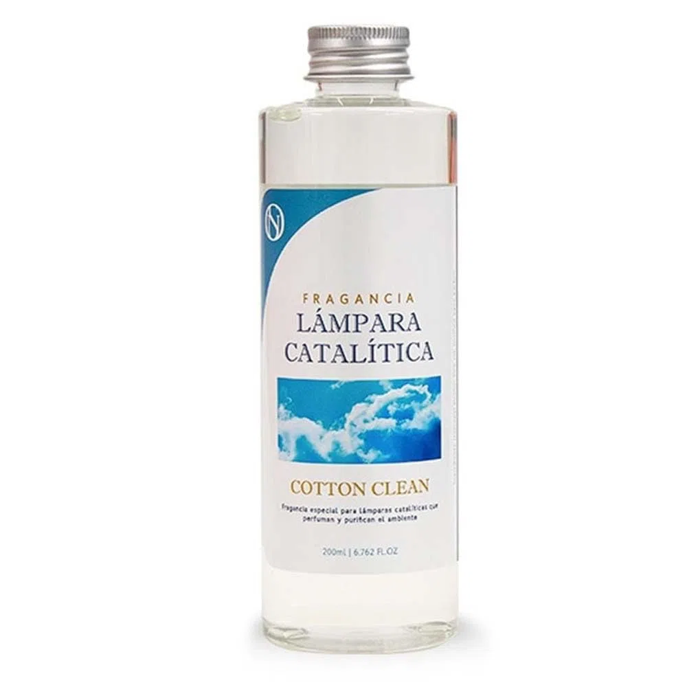 Fragancia para Lámpara Catalítica Aroma Cotton Clean (200ml)- Elimina Malos olores e impurezas, perfuma y Limpia. Compatible con Todas Las lámparas catalíticas.