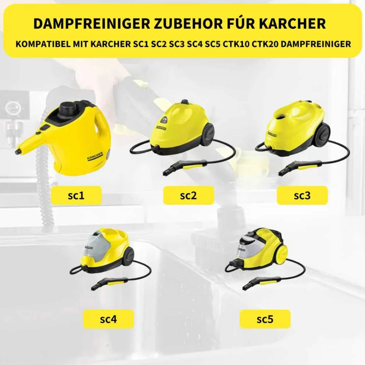 10 piezas accesorios para limpiador de vapor Kärcher Easyfix SC1 SC2 SC3 SC4 SC5 boquilla cepillos redondos juego de paños limpiador de vapor piezas de repuesto