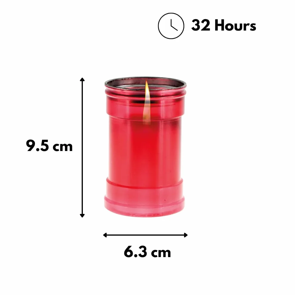 Vela votiva Modelo P30 - Rojo - Sin Etiqueta - Diámetro 6,3 cm Altura 9,5 cm - Cereria Di Giorgio