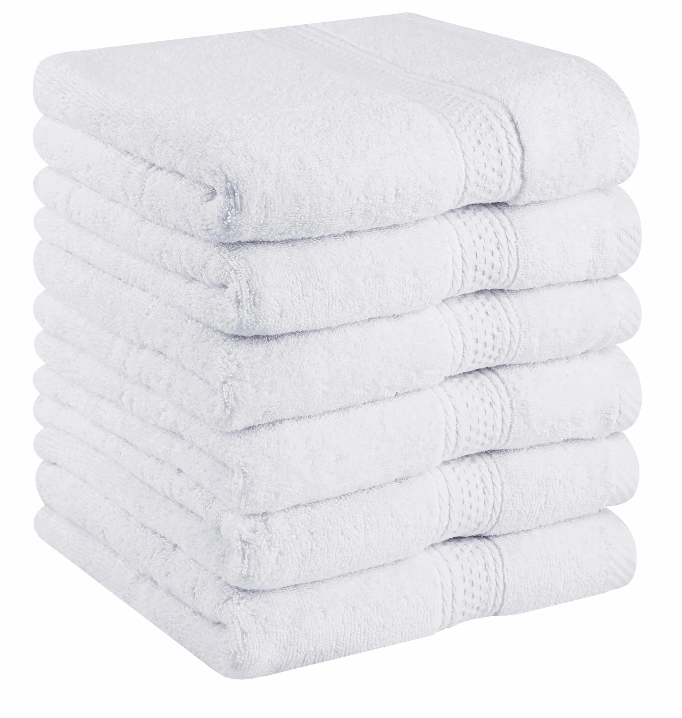 Utopia Towels Juego de 6 Toallas de Mano 50 x 100 cm Algodón Blanco Altamente Absorbentes con Gancho
