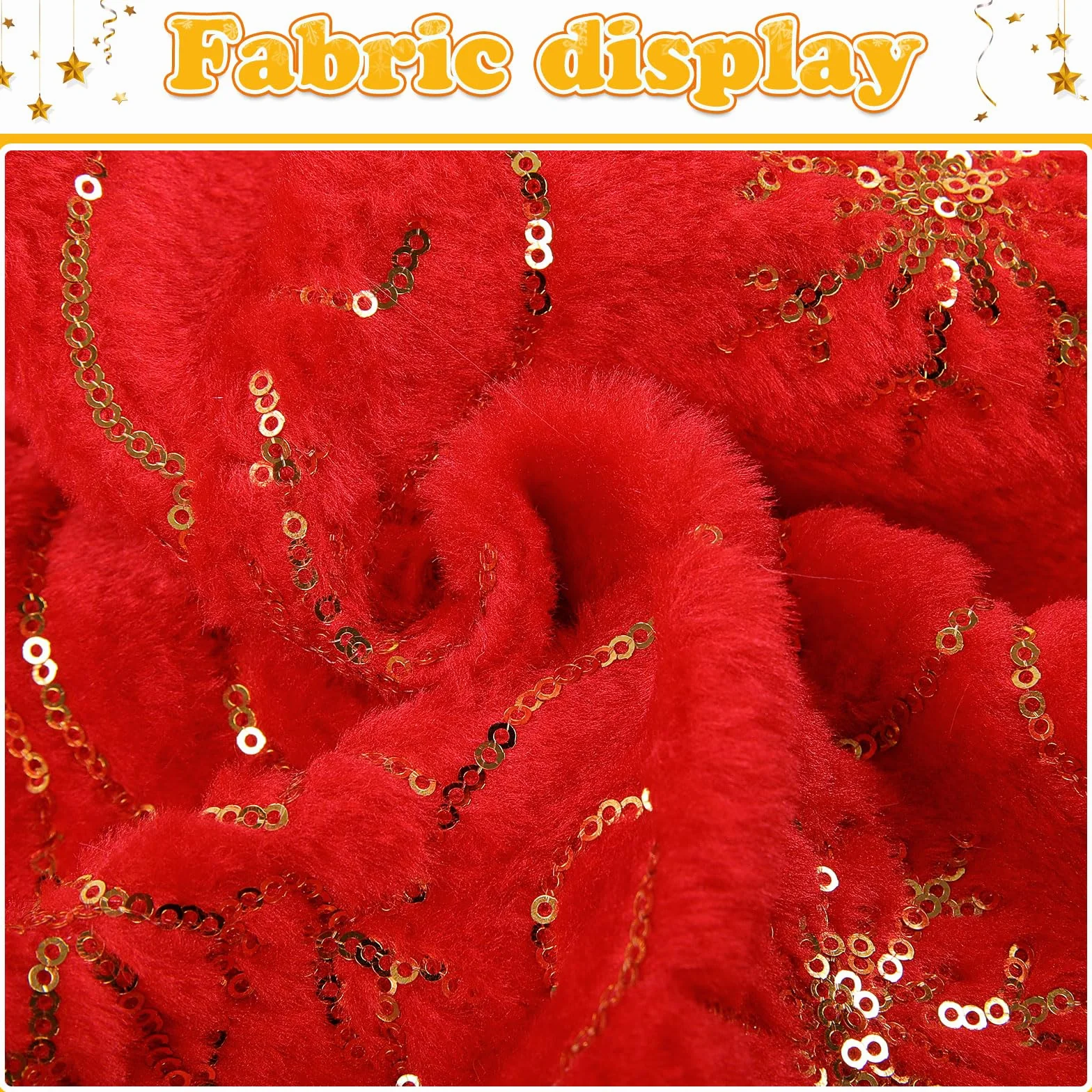 CITÉTOILE Falda de árbol de Navidad de Piel Sintética con Dorado Lentejuelas de Copo de Nieve, Falda Redonda árbol Navidad, Alfombra para Decoración Navideña, Rojo, S