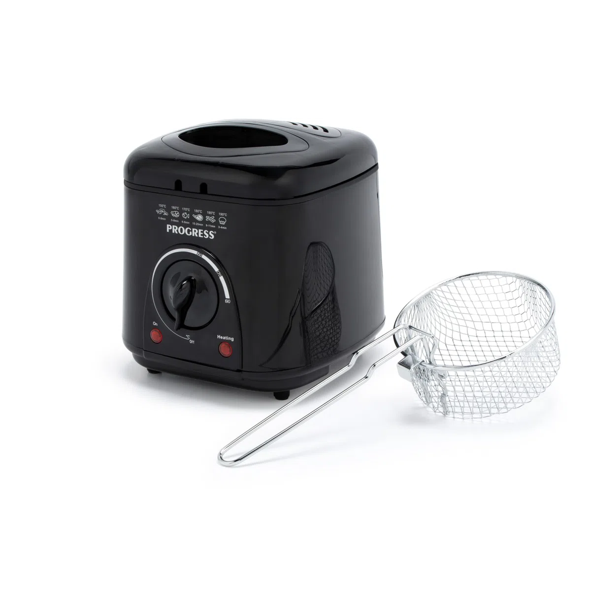 Progress EK2969PBLKVDE Freidora Compacta de 1 L Mini para Grasas Profundas - Cesta de Cocción Antiadherente, Fácil Limpieza, Control de Temperatura Ajustable, Filtro Reductor de Olores, 950 W