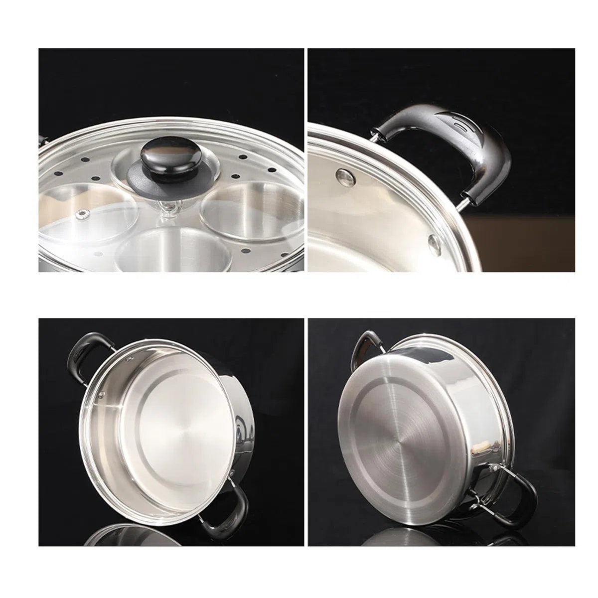 Genérico Egg Poacher Stainless Steel – Non Stick 4 Cup Steamer Pan, Rust Resistant Cooker | Small Household Multi Purpose Egg Maker For Breakfast Brunch | 4 Compartment Steamer For Induction
