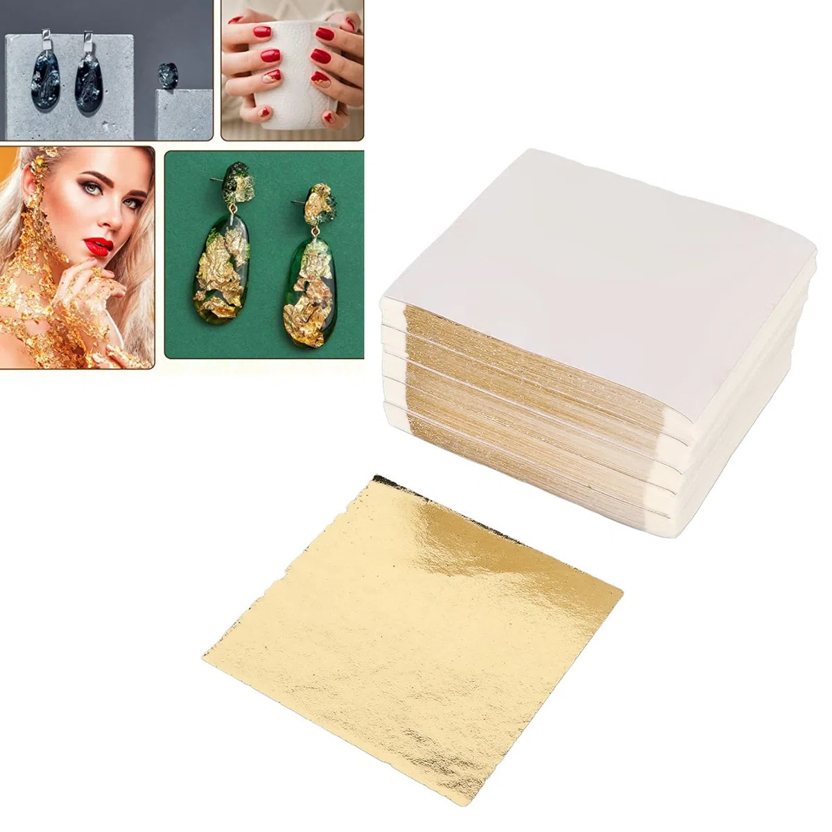 500 Hojas de Pan de Oro, Pan de Oro de Imitación para Artes Doradas, Manualidades, Pintura con Hojas de Papel de Oro, Fabricación de Joyas de Resina, Decoración del Hogar