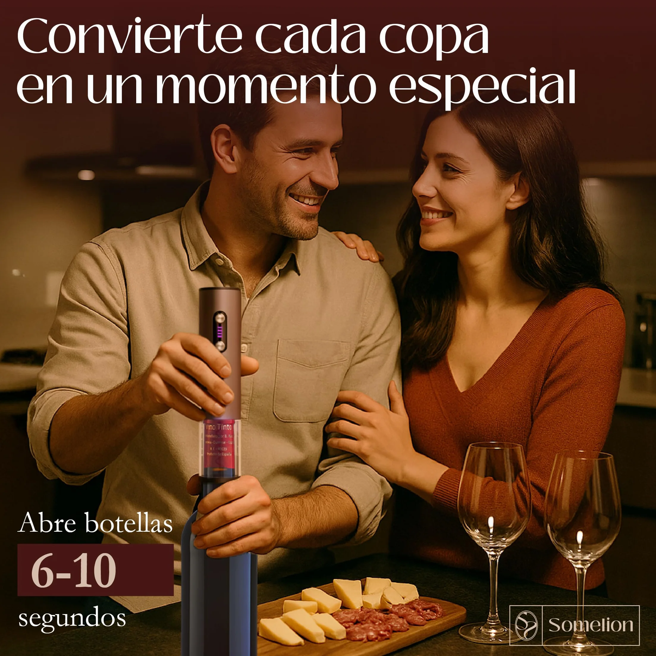 Abridor Electrico de Vino con Pantalla de Bateria Set 7 en 1 con Base Accesorios Vacio Vertedor Carga UsbC Apertura Rapida 6 A 10 Segundos Regalo Ideal Portatil Facil de Usar Diseño Premium en Español