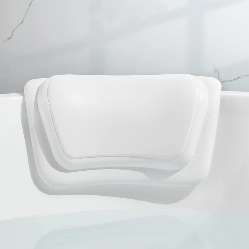 Lonkenn Almohada Bañera, Almohadas de Baño con Ventosas, Almohada Bañera Ergonómica, Waterproof Bath Headrest Bathtub para Todas Las Bañeras, SPA en Casa Bañera de Hidromasaje-Blanco