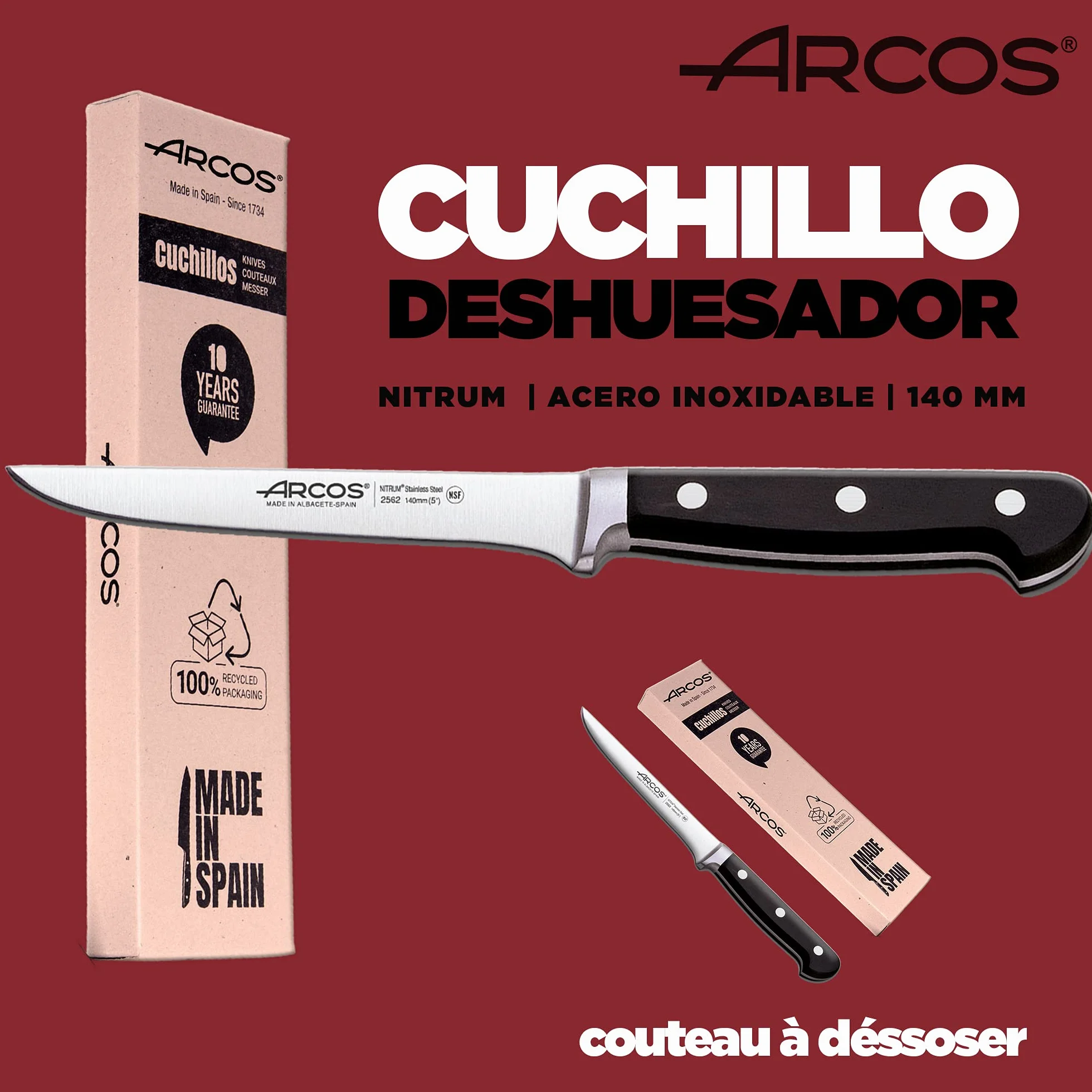 Arcos Cuchillo de Deshuesar 140 mm Clásica Envase Eco