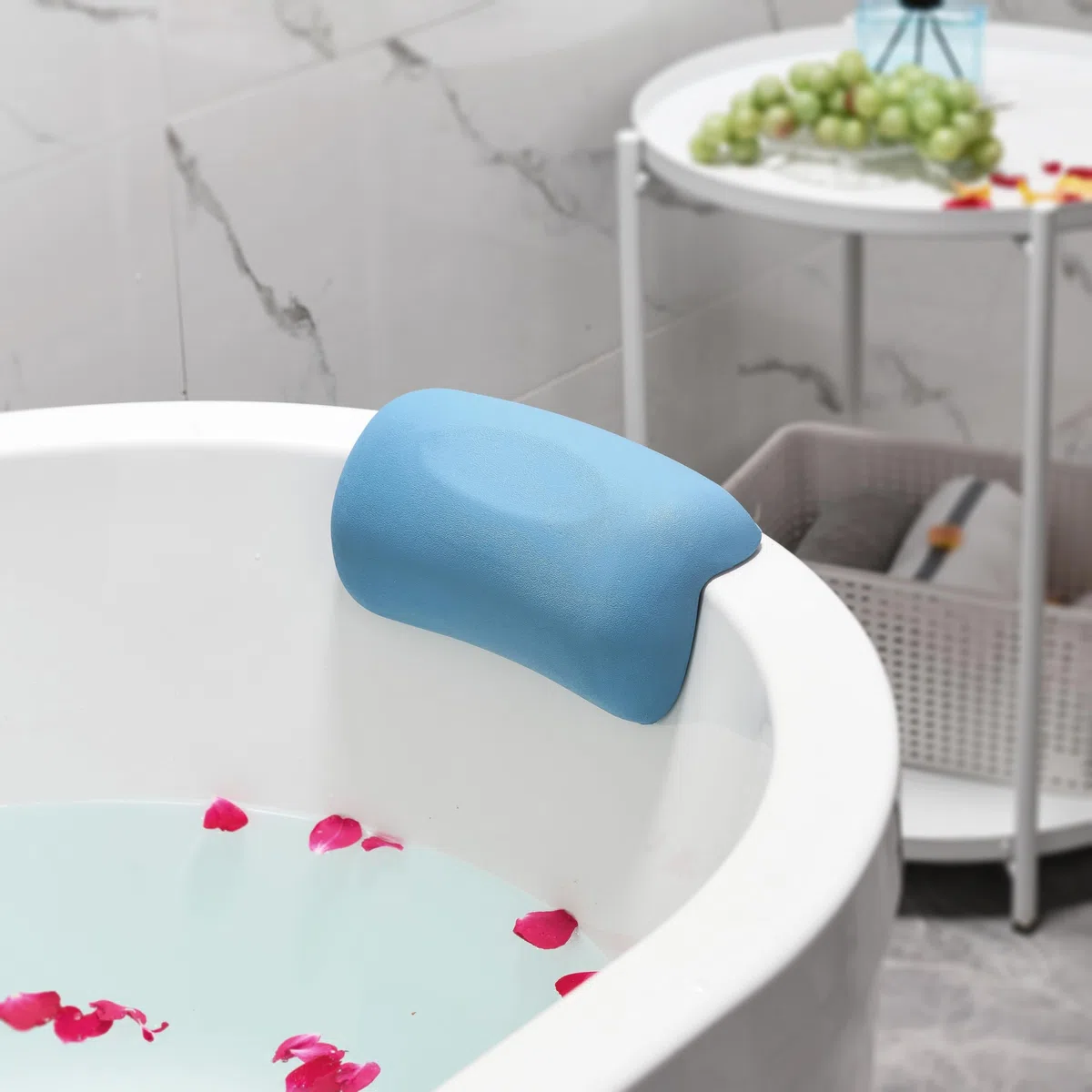 Almohada de Baño Impermeable con Ventosas Antideslizantes - Reposacabezas Ergonómico para Bañera/Hidromasaje, Cojín SPA Hogareño de Material Premium, Máximo Confort y Relax Profundo - Azul