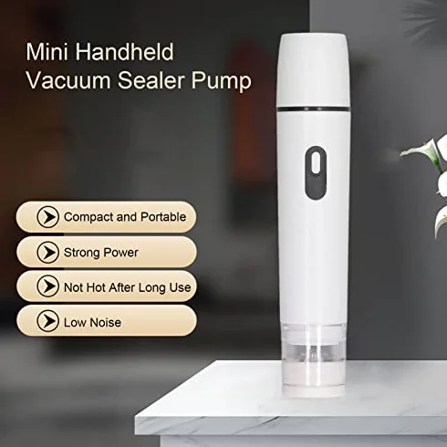 Eujgoov Sellador Al Vacío, Bomba de Mano para Bolsas de Vacío, Bomba de Vacío Manual, Bomba de Aire Eléctrica, Máquina de Sellado Al Vacío de Alimentos