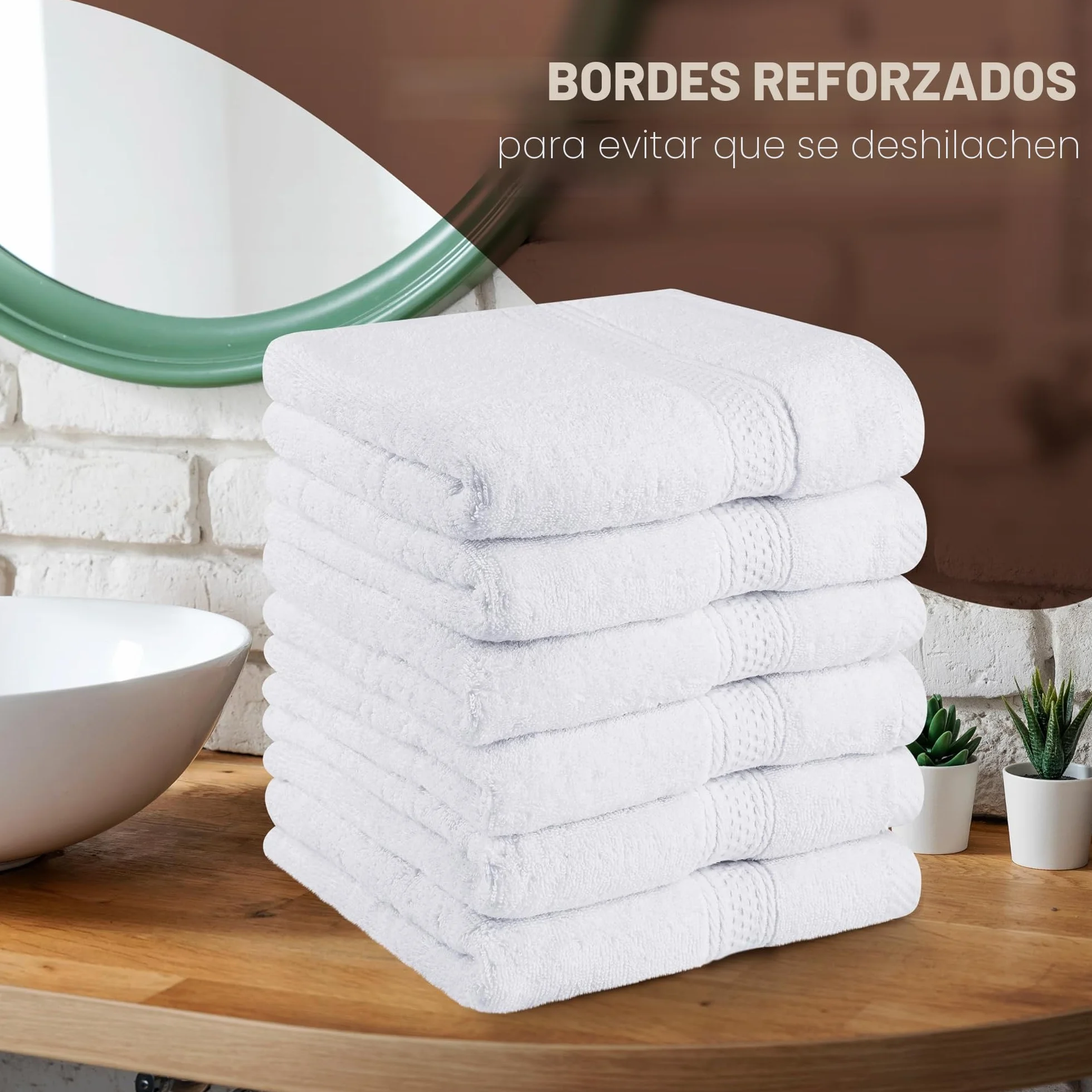 Utopia Towels Juego de 6 Toallas de Mano 50 x 100 cm Algodón Blanco Altamente Absorbentes con Gancho