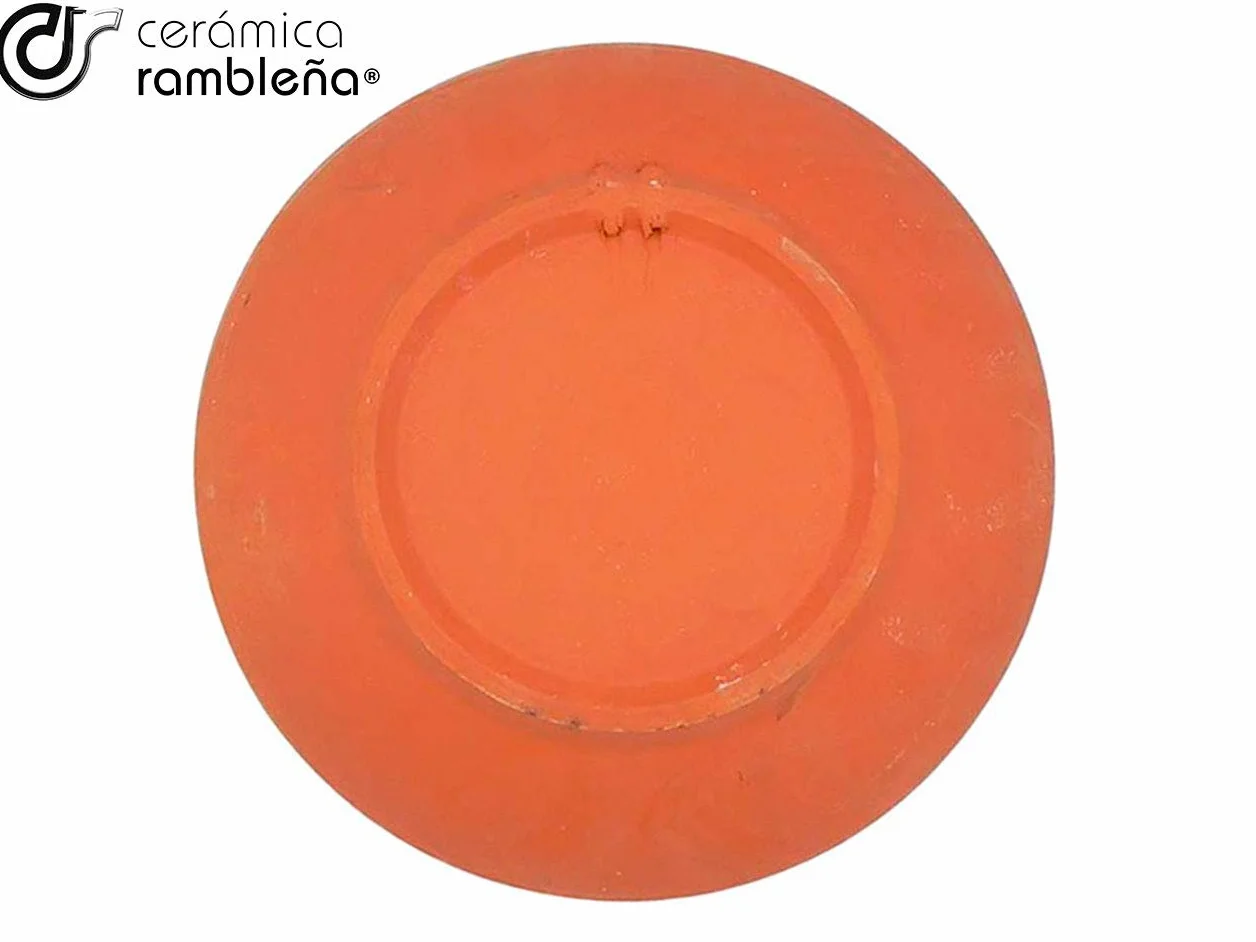 CERÁMICA RAMBLEÑA | Plato Decorativo para Colgar en Pared | Plato de cerámica | Rojo-Verde-Amarillo | 100% Hecho a Mano | 21x21x4 cm