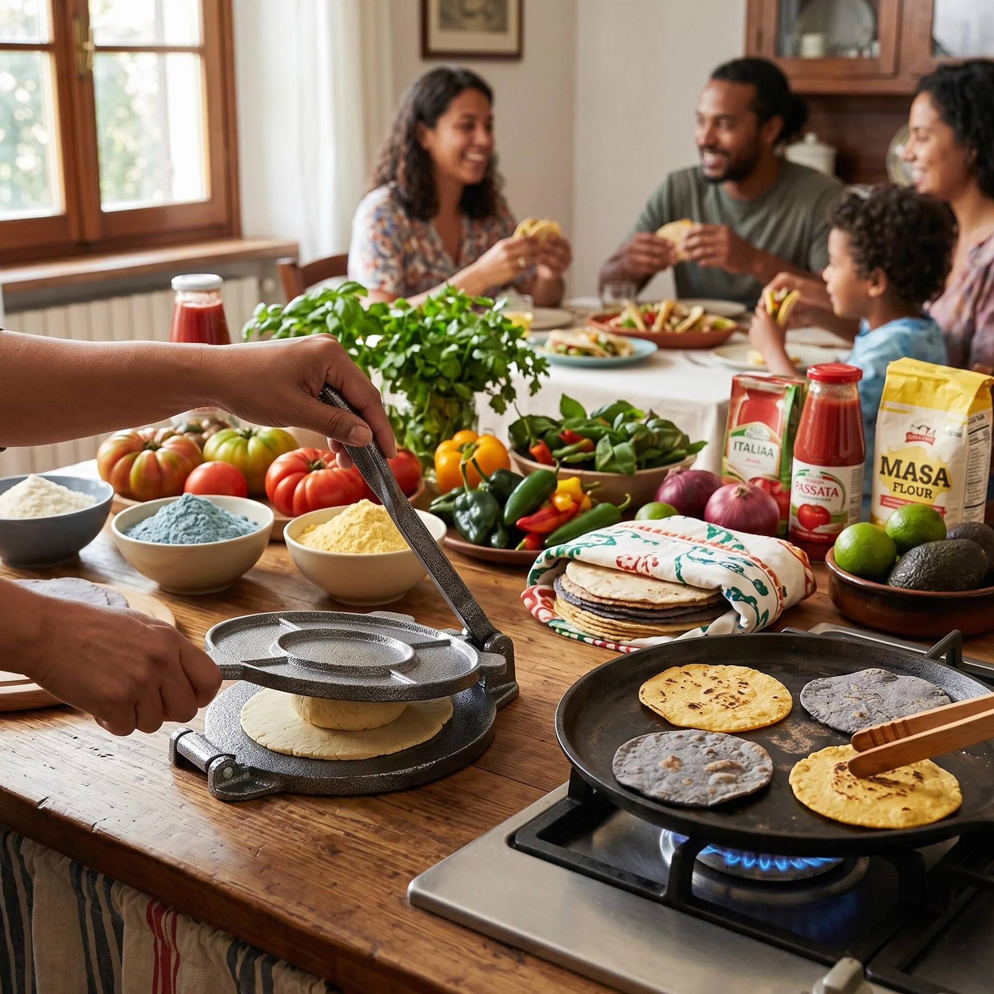 Prensa de Tortilla de Hierro Fundido, Máquina para Hacer Tortillas de Maíz, Patacones, Quesadillas y Roti