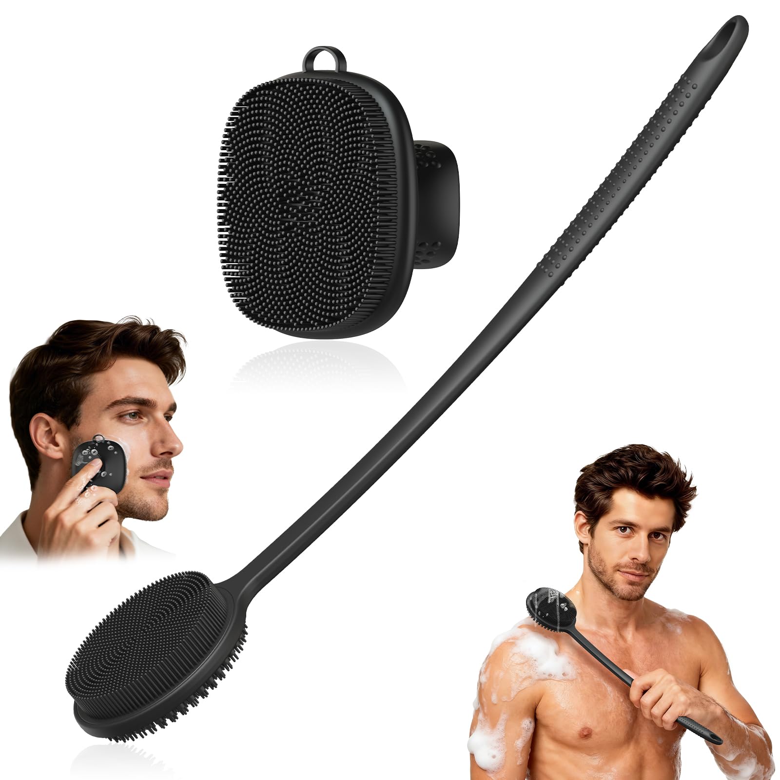 Silicone Body & Face Exfoliating Set with Long Handle