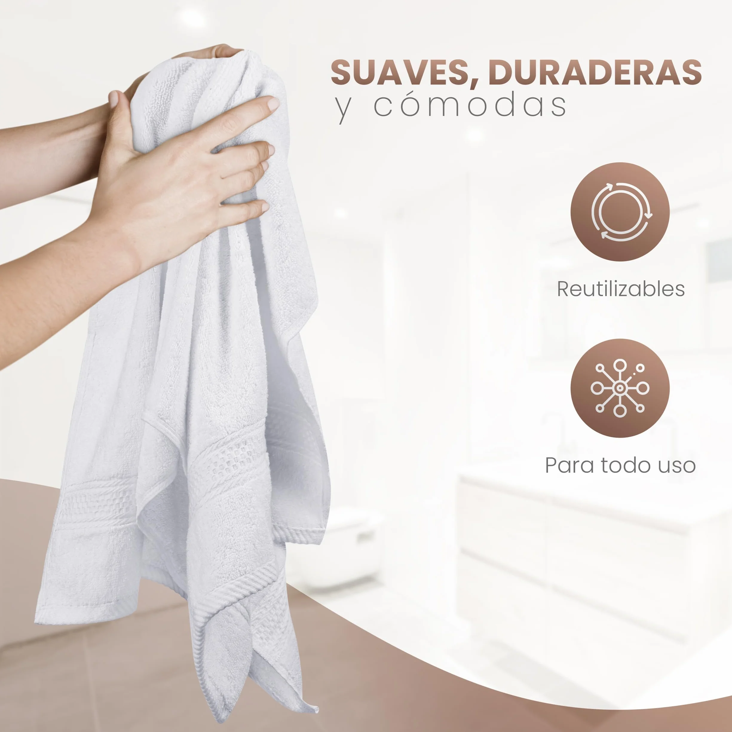 Utopia Towels Juego de 6 Toallas de Mano 50 x 100 cm Algodón Blanco Altamente Absorbentes con Gancho