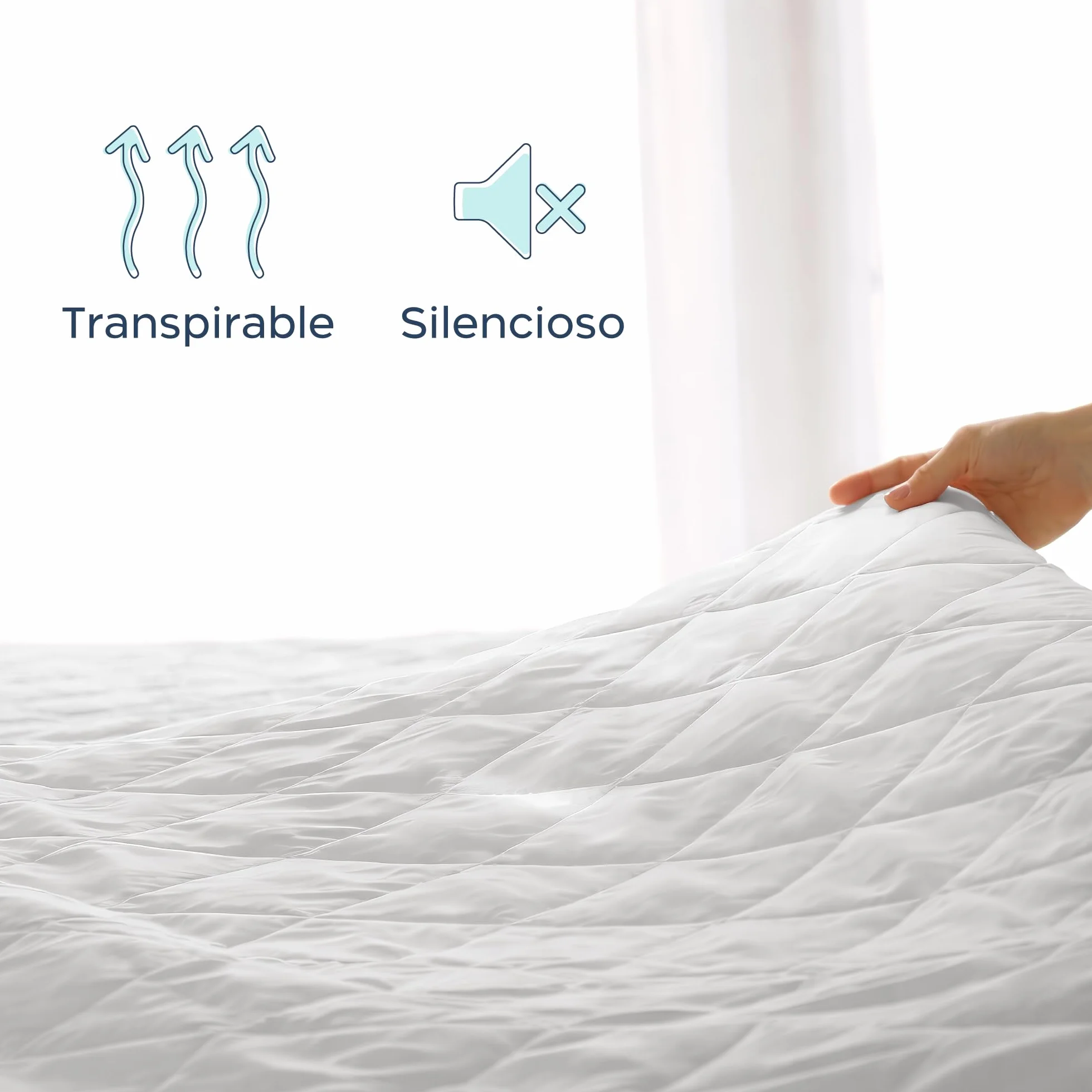 Twinzen Protector Colchon 180x200 cm Acolchado - Cubre Colchon con Goma Elástica en el Contorno, Solapa de hasta 40 cm - Oeko-Tex, No Impermeable