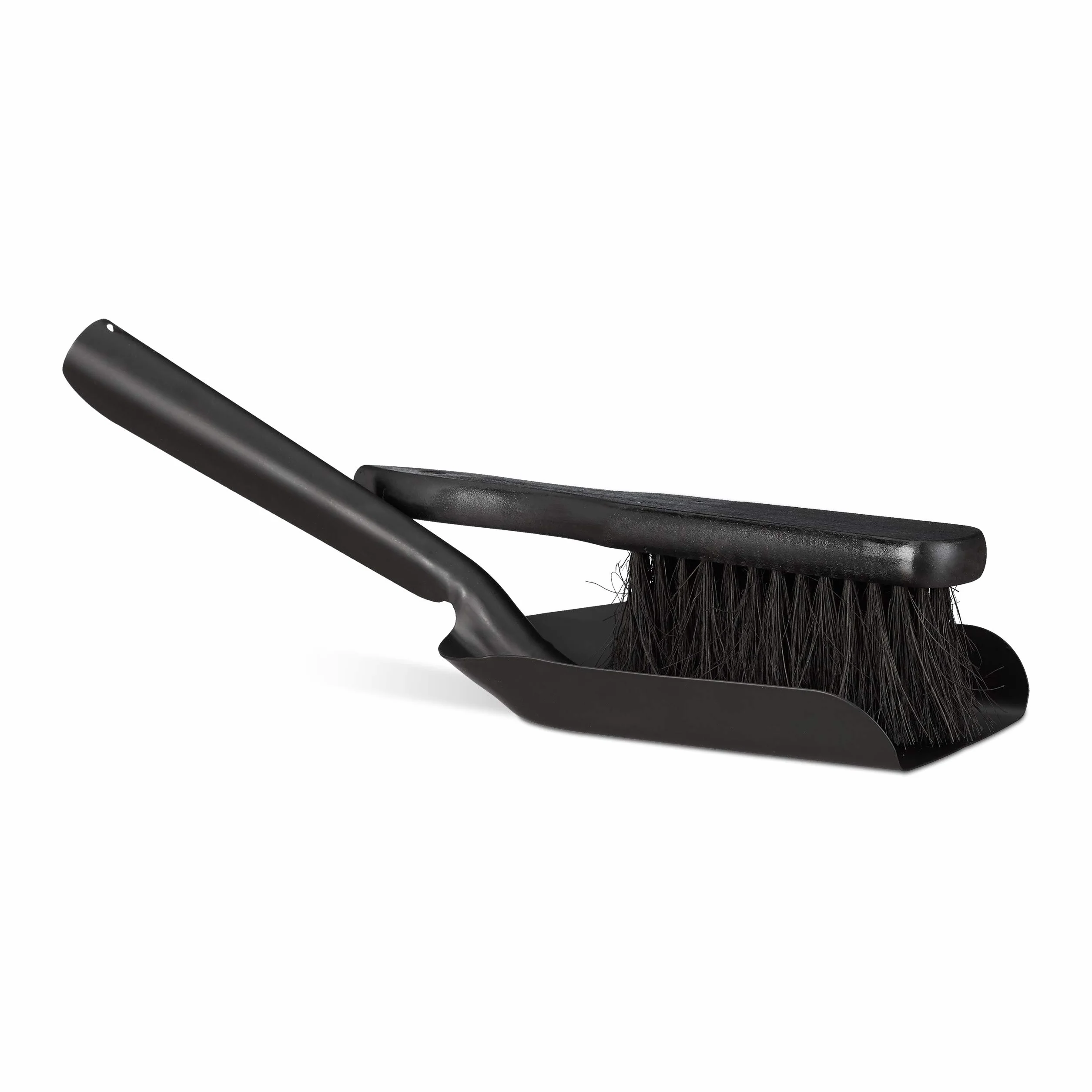 Recogedor para Chimenea con Cepillo Acero Negro 13 x 41 x 13 cm