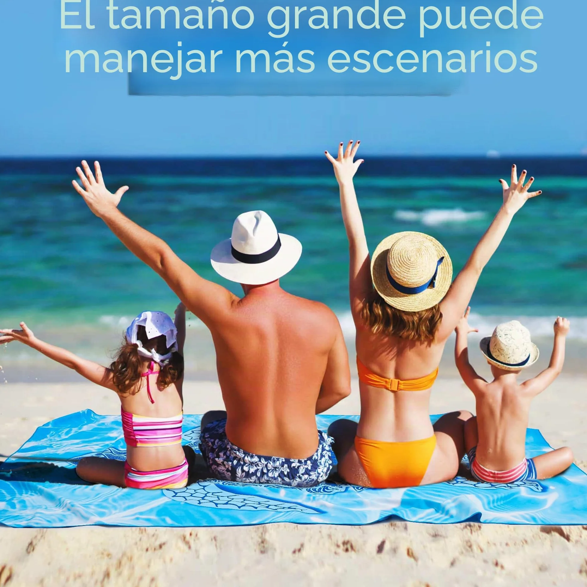 KUOGAS Toalla Playa XXL 200x145 cm Microfibra Secado Rápido Sin Arena Manta Playa Mujer Tortuga Azul