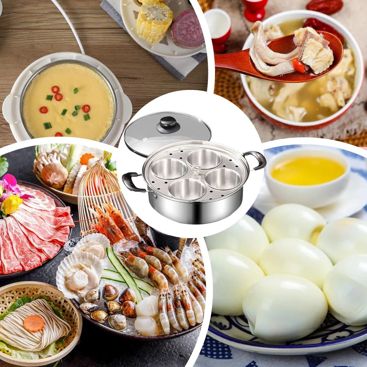 Genérico Egg Poacher Stainless Steel – Non Stick 4 Cup Steamer Pan, Rust Resistant Cooker | Small Household Multi Purpose Egg Maker For Breakfast Brunch | 4 Compartment Steamer For Induction