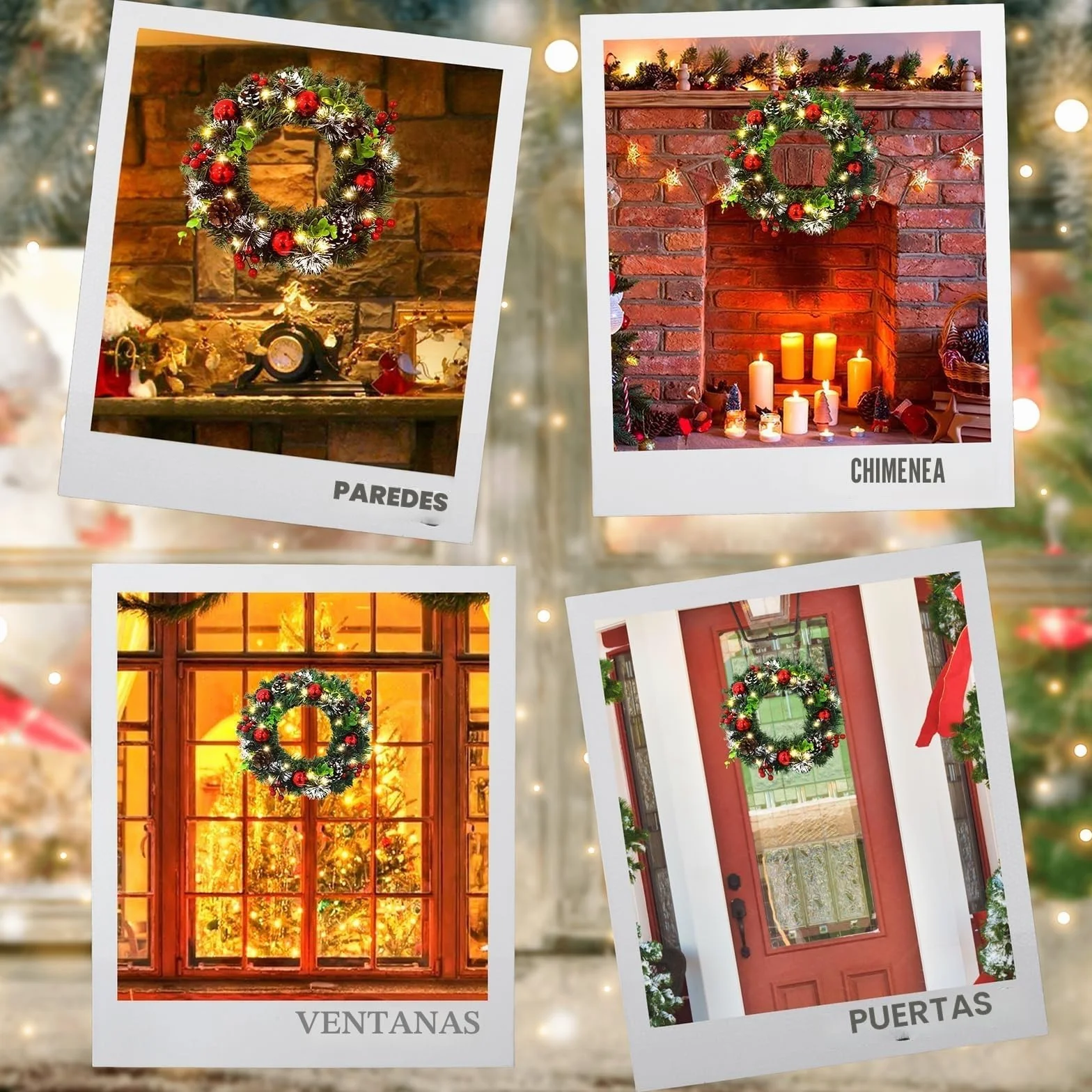 CIRULLI Corona Navidad Puerta,Coronas de Navidad 30 cm,Guirnalda de Navidad para Puerta Exterior,Corona de Abeto,Corona navideña Artificial para Puerta de Entrada