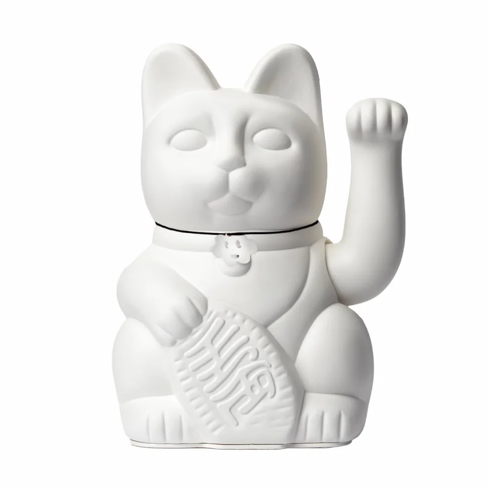 Maneki Neko Lucky Cat Blanco M 10x6x15cm Figura Decorativa Japonesa Original