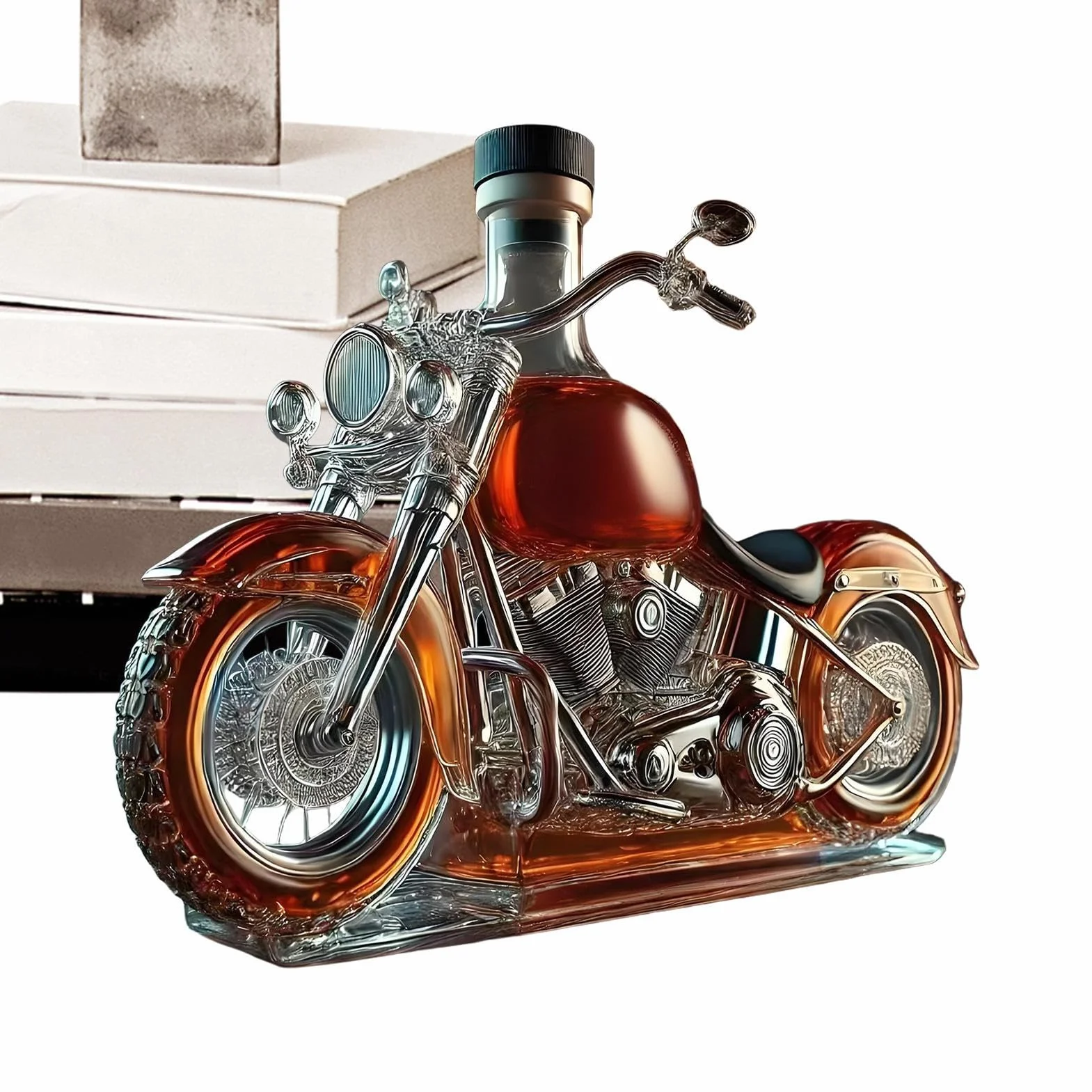 Decantador de Vino de Vidrio Forma de Motocicleta Airator Licor Vintage Decoración Escritorio Whisky