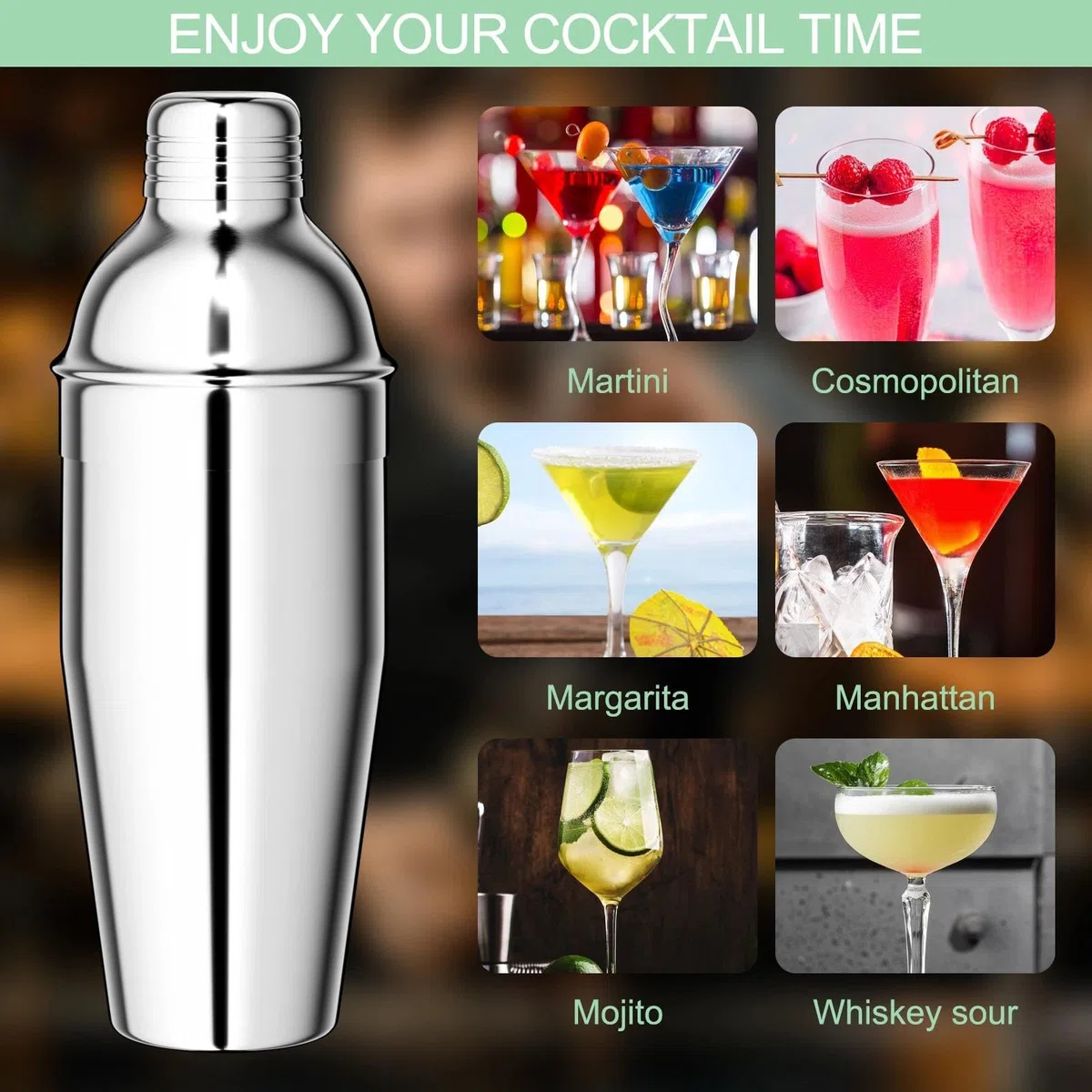 Chiluxendo Regalo Hombre, Coctelera para Barra de Bar Shaker Barware Sets, Profesional Mojito Shakers Accessories, Cocktail Kit Coctelería Accesorios Herramientas Barra Acero Inoxidable