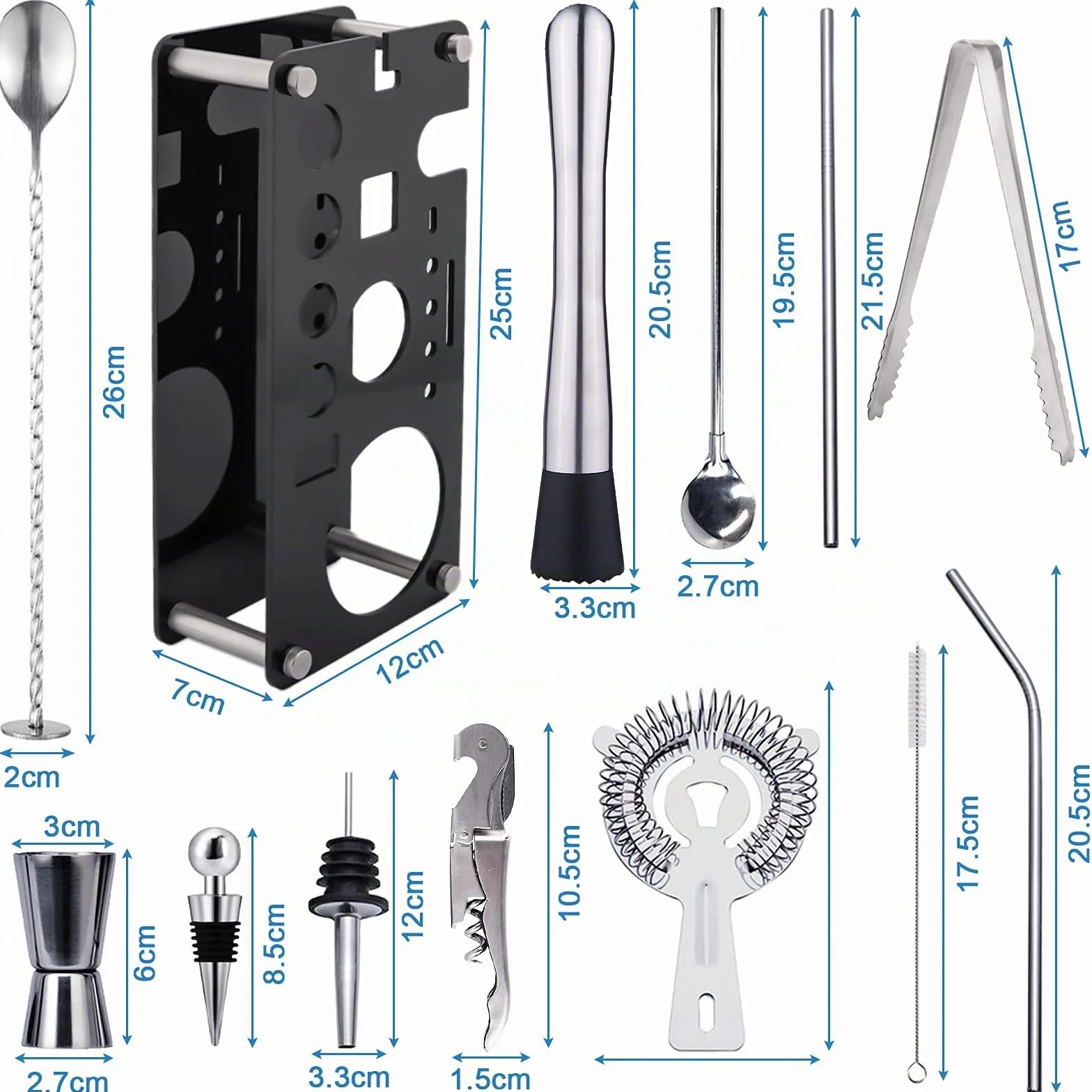 Juego de Coctelera, 18 Piezas Cocktail Kit, 750ml Profesional Coctelera para Cocteles de Acero Inoxidable, Set Cocteleria Kit de Camarero para Hogar, Bar, Fiesta, Elección