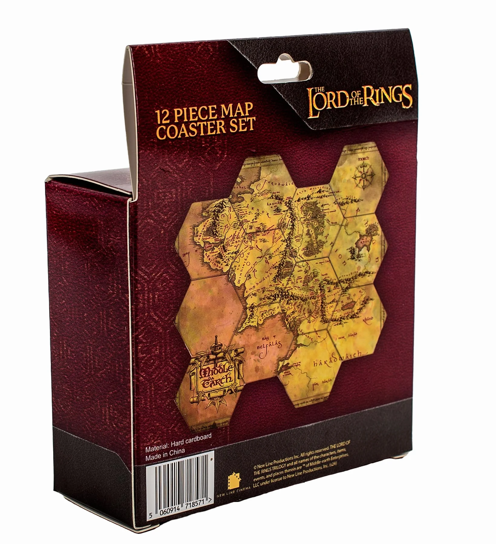 Juego de posavasos hexagonales El Señor de los Anillos: la Tierra Media, licencia oficial, decoración coleccionable