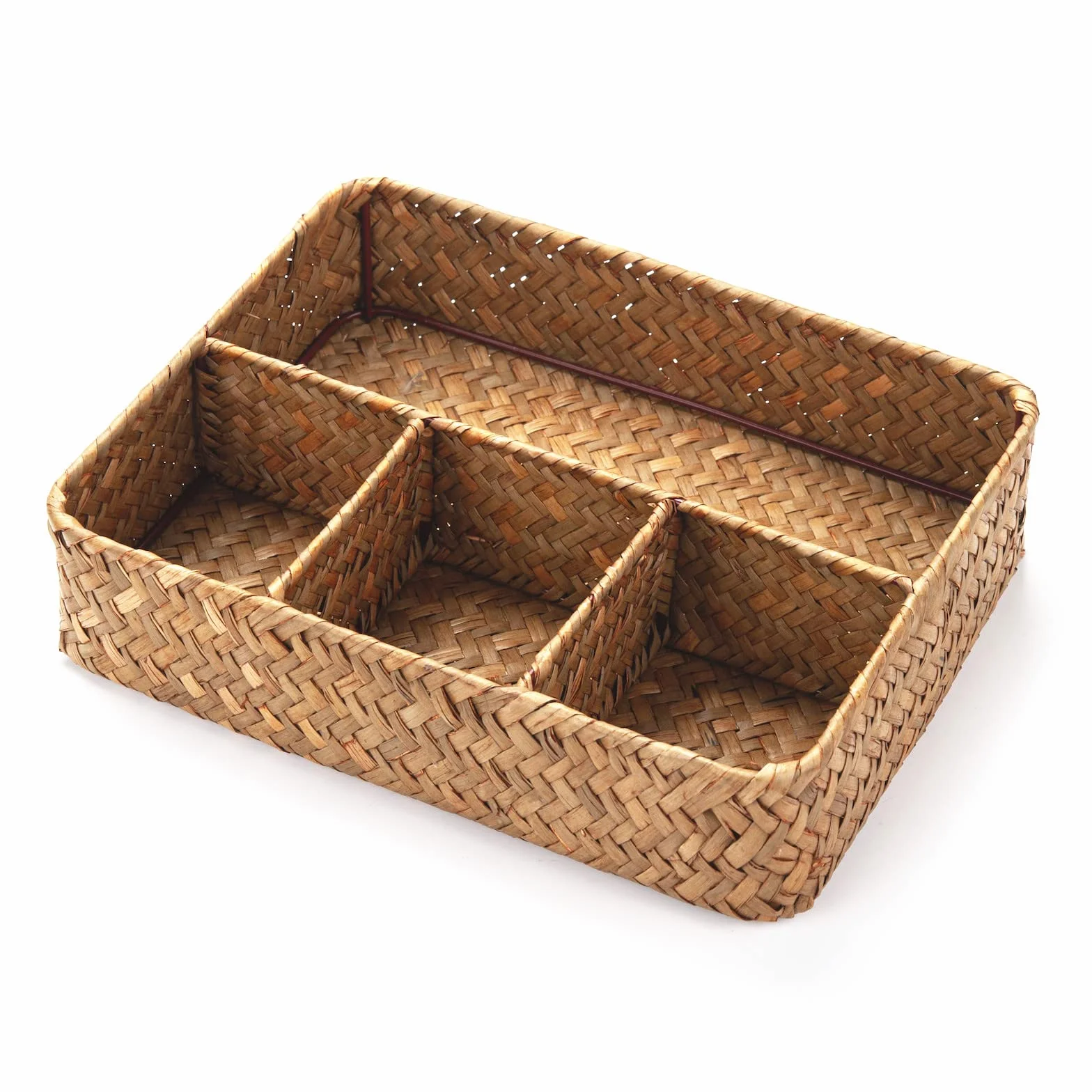 Cesta de Almacenamiento de Mimbre, Soporte para Bolsas de té de Ratán, Organizador de Paquetes de Café/Azúcar, Organizador de Cesta Dividida Tejida para Estante/Encimera/Cajón/Armario/Tocador